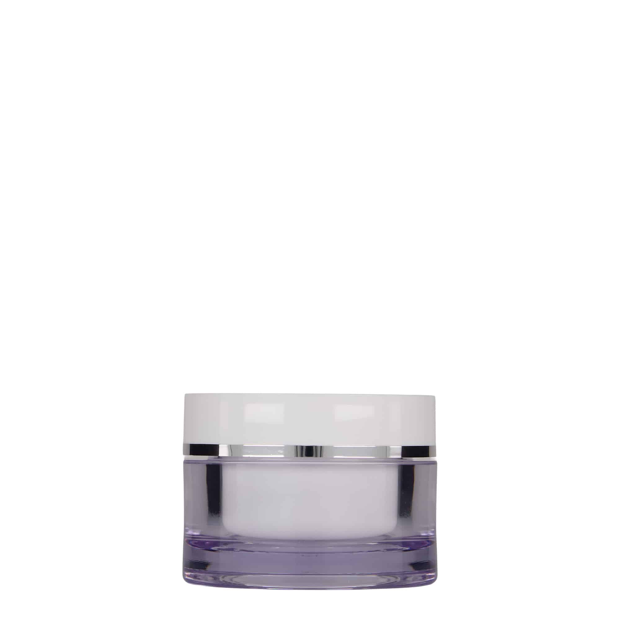 50 ml βαζάκι, πλαστικό SAN, λευκό, στόμιο: βιδωτό καπάκι