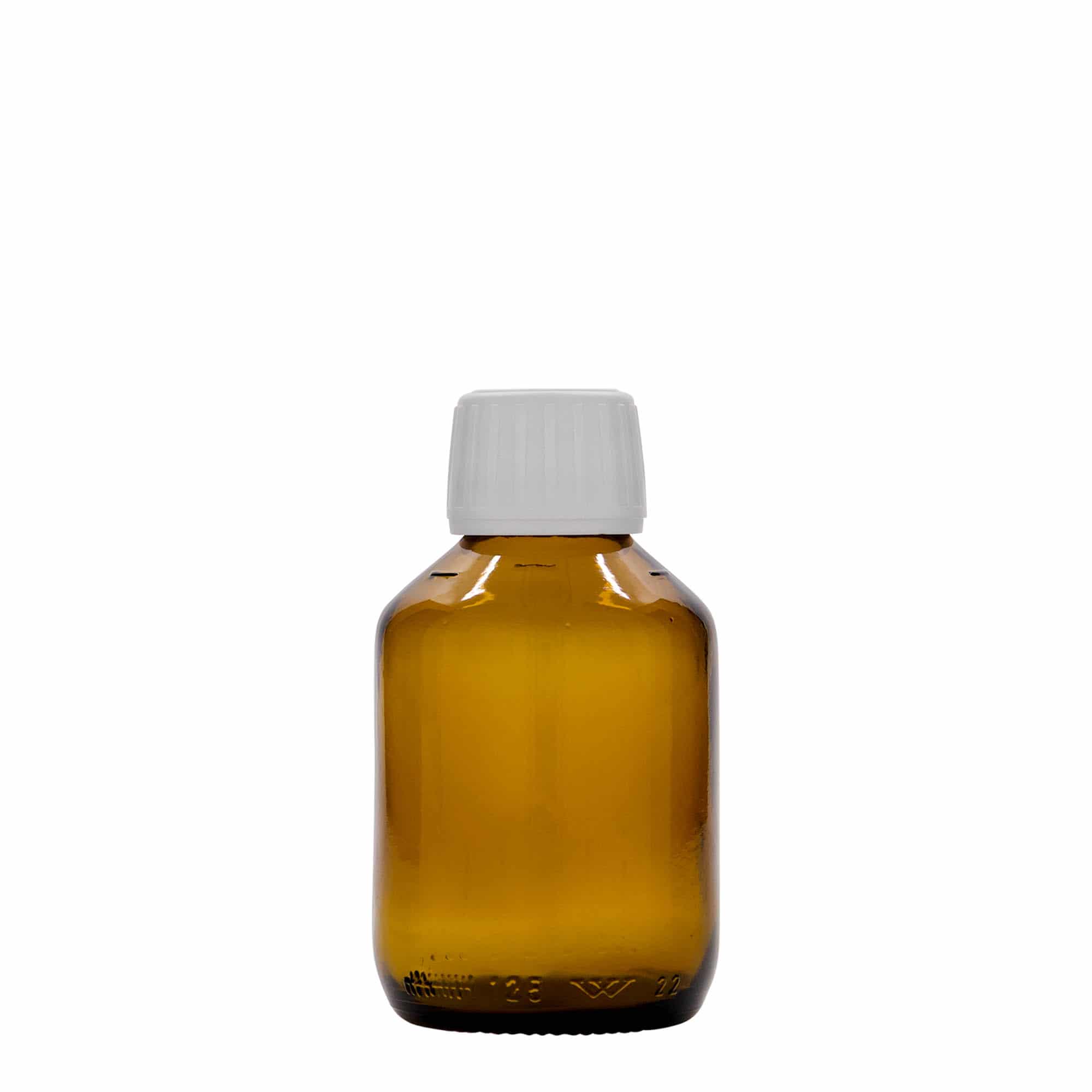 Μπουκάλι φαρμάκου 125 ml, καφέ, γυάλινο, στόμιο: PP 28