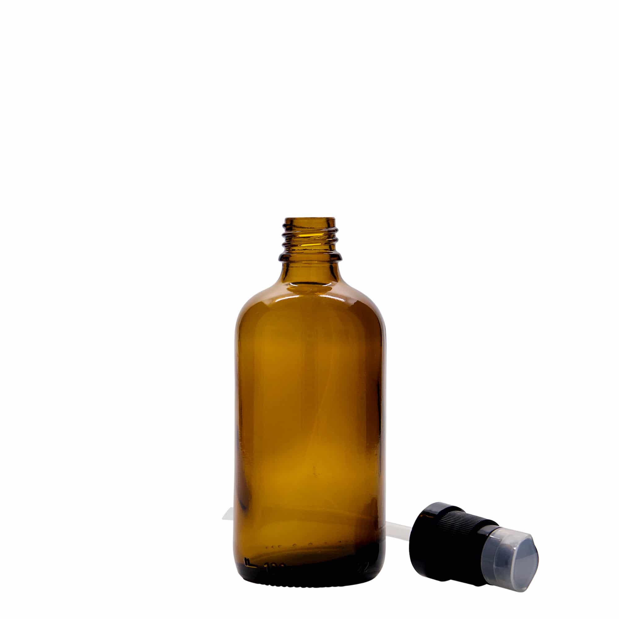 Μπουκάλι φαρμάκου με αντλία λοσιόν 100 ml, γυάλινο, καφέ, στόμιο: DIN 18