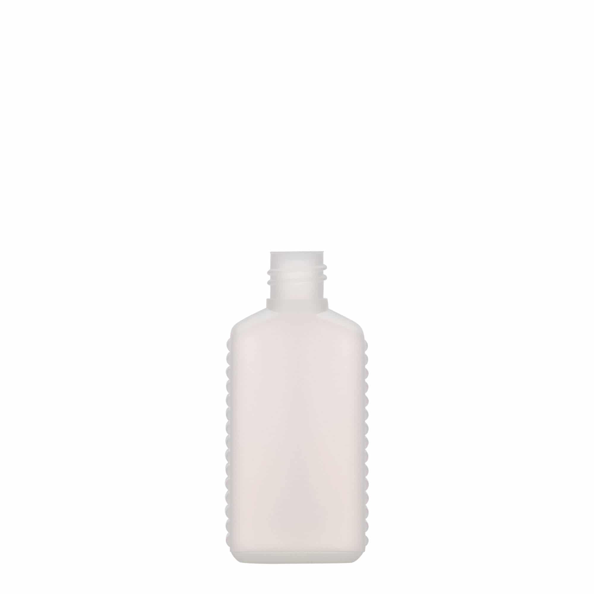 50 ml φιάλη καναister με στενό λαιμό, ορθογώνια, πλαστικό HDPE, φυσικό, στόμιο: DIN 18
