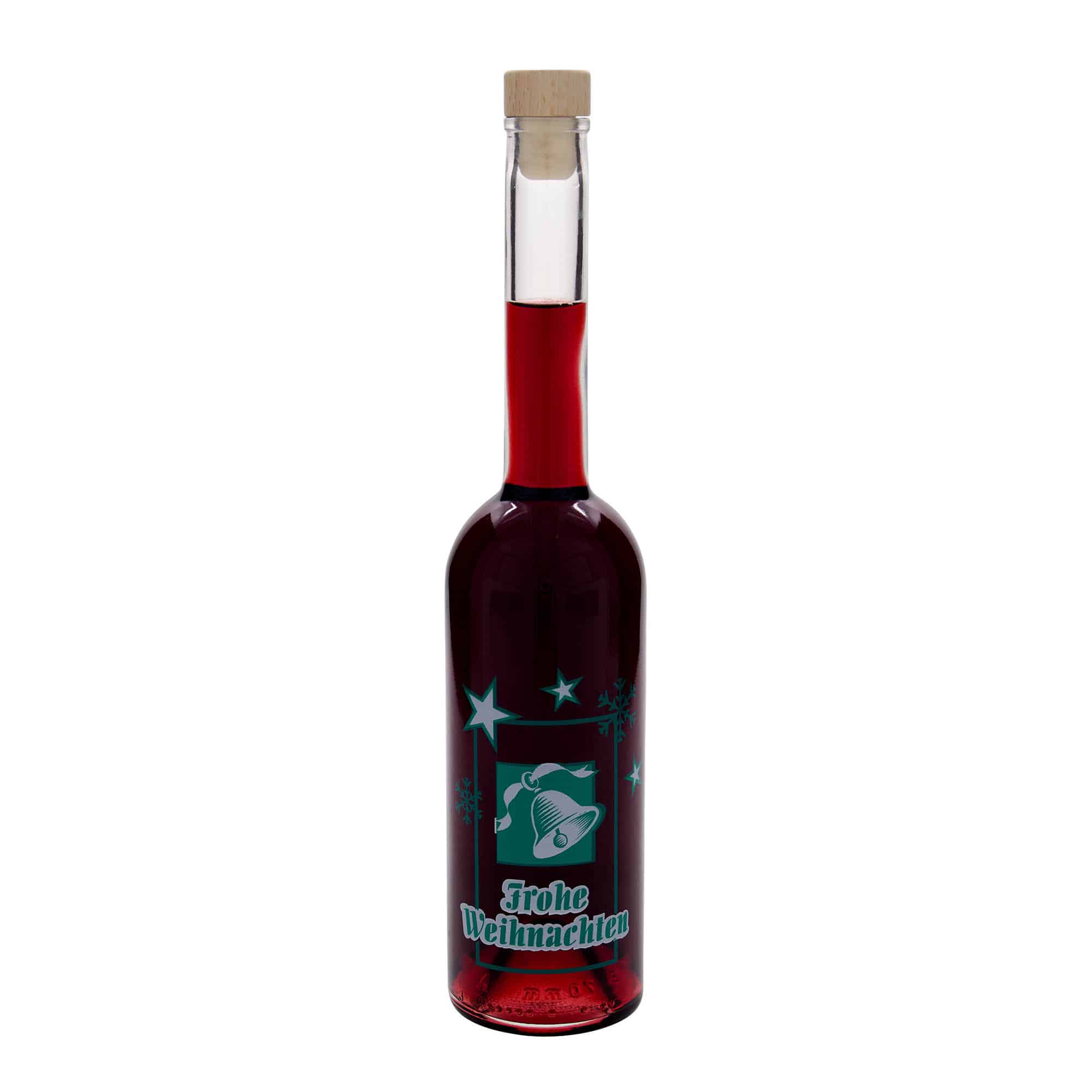 Γυάλινο μπουκάλι 'Opera' 500 ml, σχέδιο: Καλά Χριστούγεννα, στόμιο: φελλός