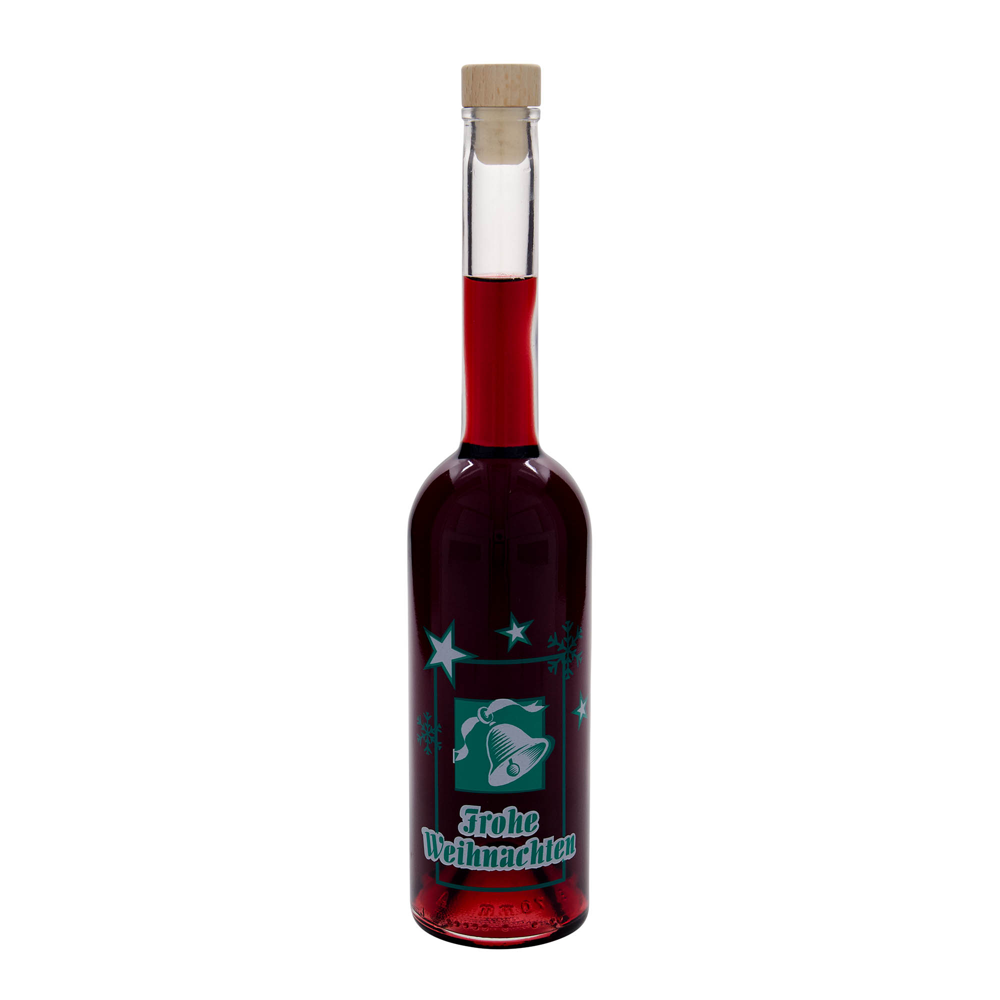 Γυάλινο μπουκάλι 'Opera' 500 ml, σχέδιο: Καλά Χριστούγεννα, στόμιο: φελλός