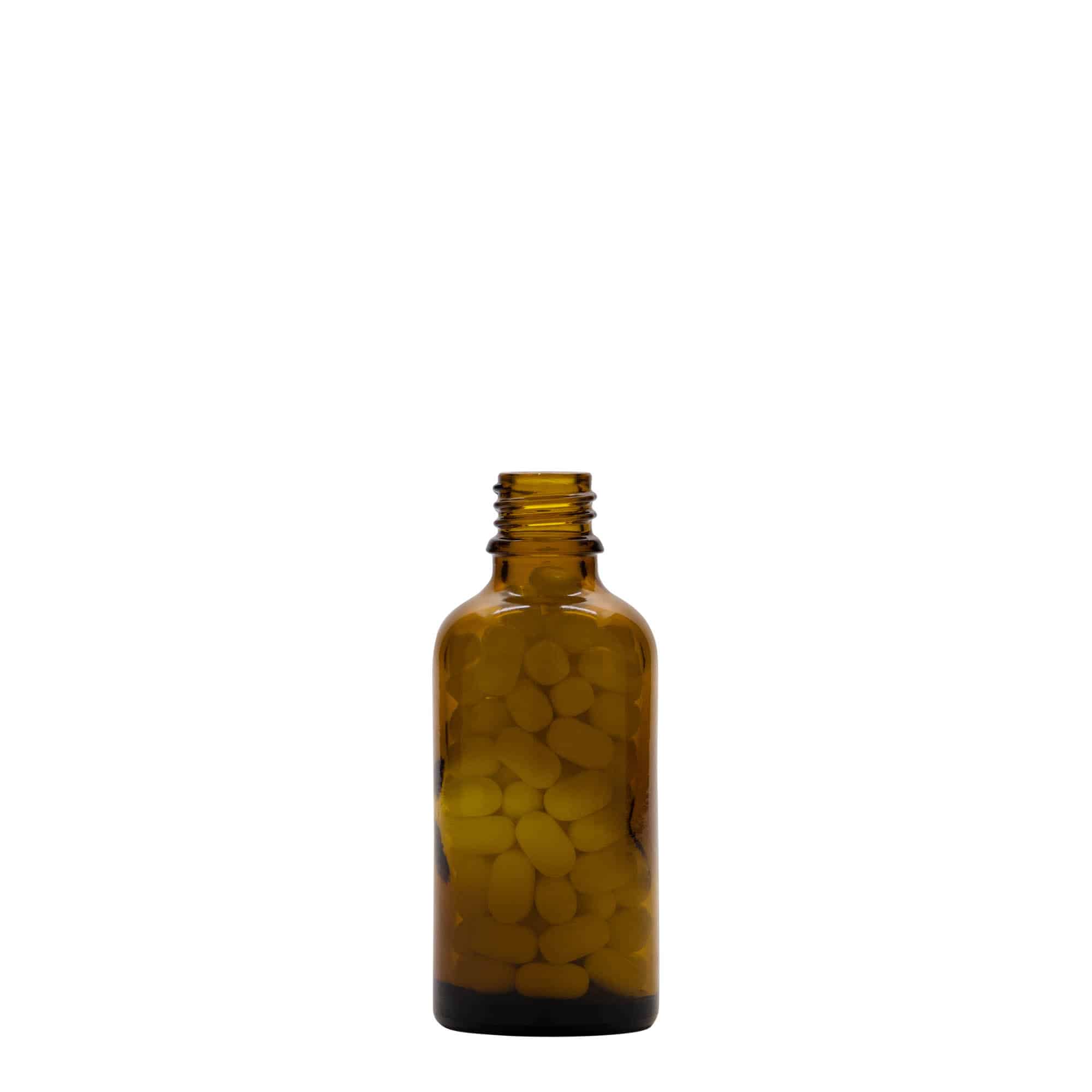 Μπουκάλι φαρμάκου 50 ml, γυάλινο, καφέ, στόμιο: DIN 18
