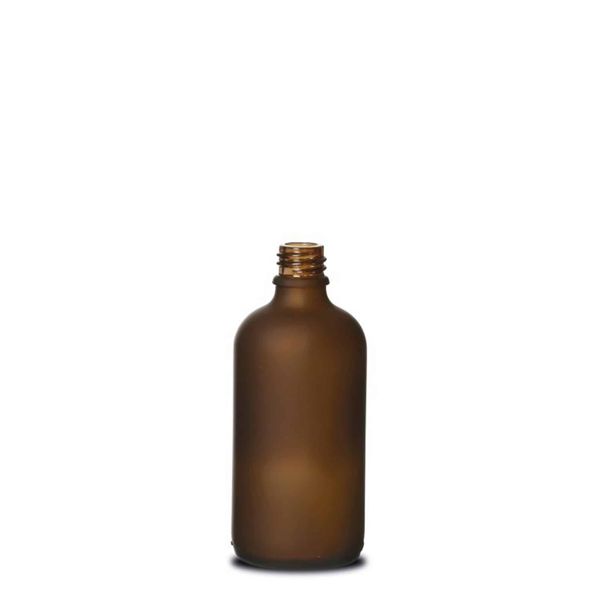 100 ml Medizinflasche, Glas, braun gefrostet, Mündung: DIN 18 100 ml Medizinflasche, Glas, braun gefrostet, Mündung: DIN 18