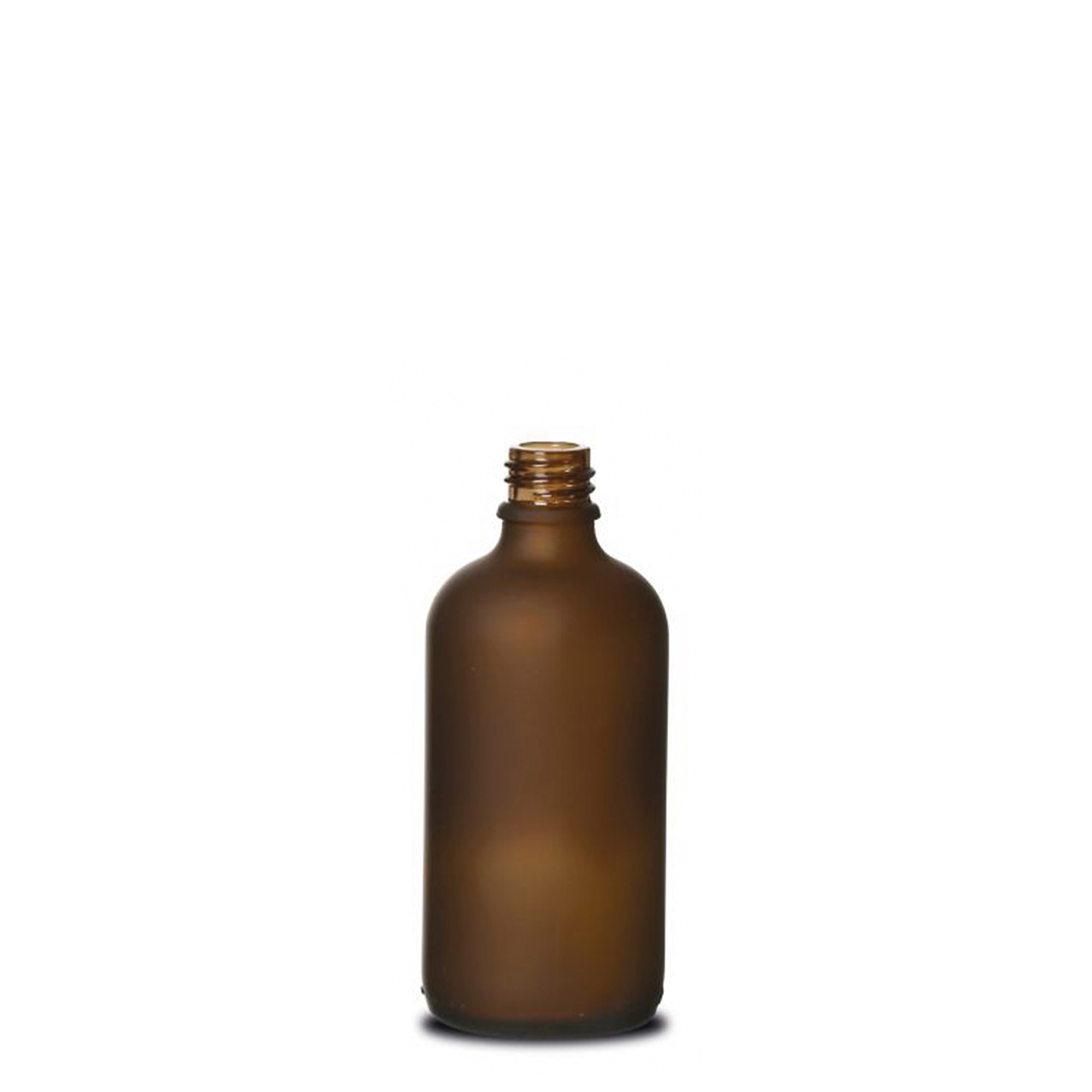 100 ml Medizinflasche, Glas, braun gefrostet, Mündung: DIN 18 100 ml Medizinflasche, Glas, braun gefrostet, Mündung: DIN 18