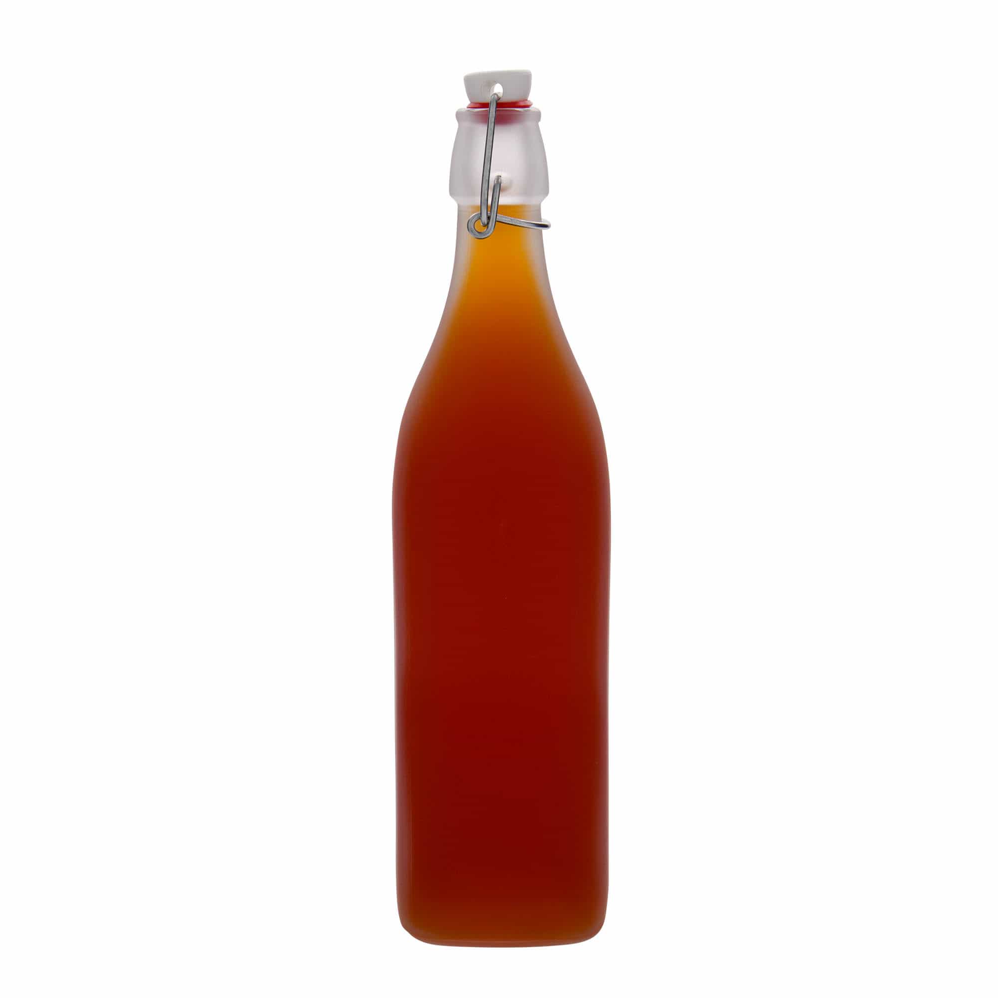 Γυάλινο μπουκάλι 'Swing' 1.000 ml, τετράγωνο, λευκό, στόμιο: μηχανικό πώμα