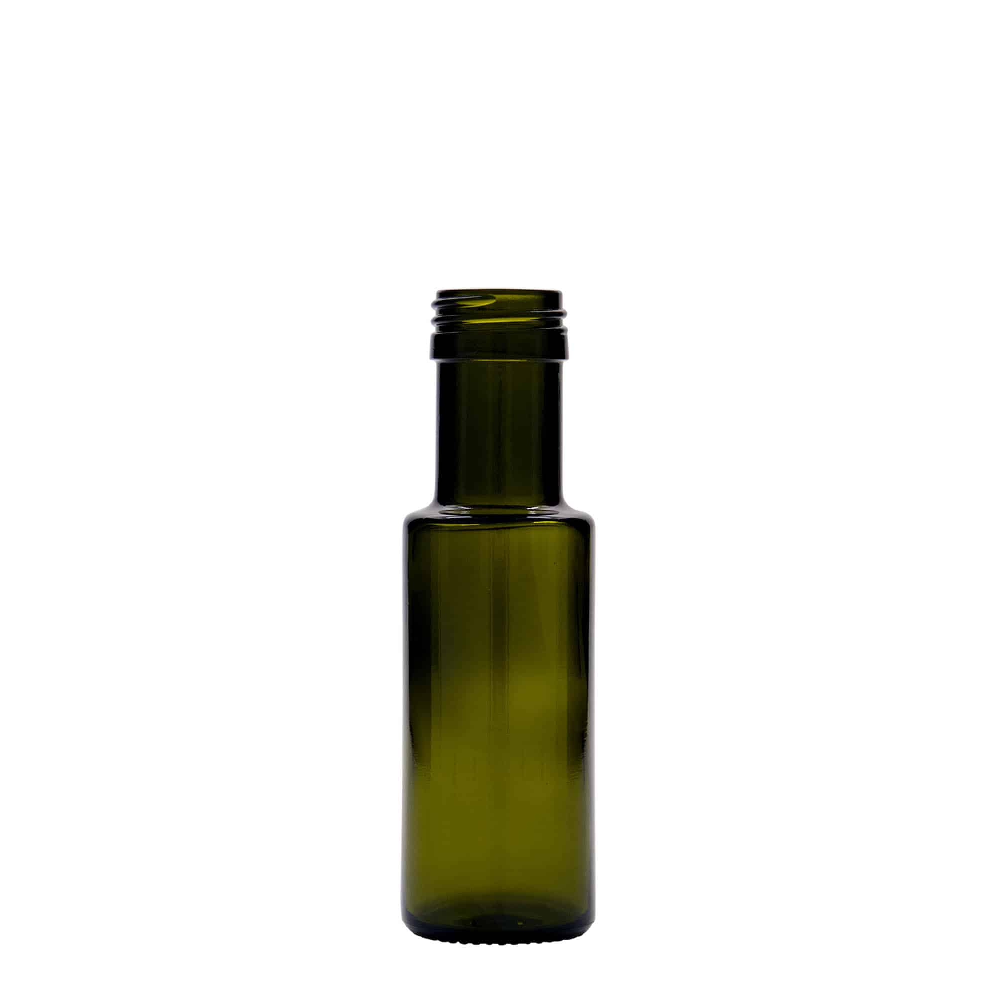 100 ml γυάλινο μπουκάλι 'Dorica', παλαιωμένο πράσινο, στόμιο: PP 31,5