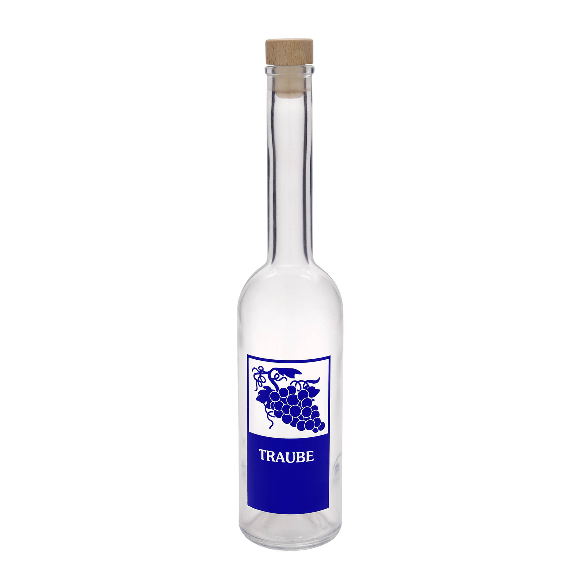 Γυάλινο μπουκάλι 'Opera' 500 ml, σχέδιο: σταφύλια, στόμιο: φελλός Γυάλινο μπουκάλι 'Opera' 500 ml, σχέδιο: σταφύλια, στόμιο: φελλός