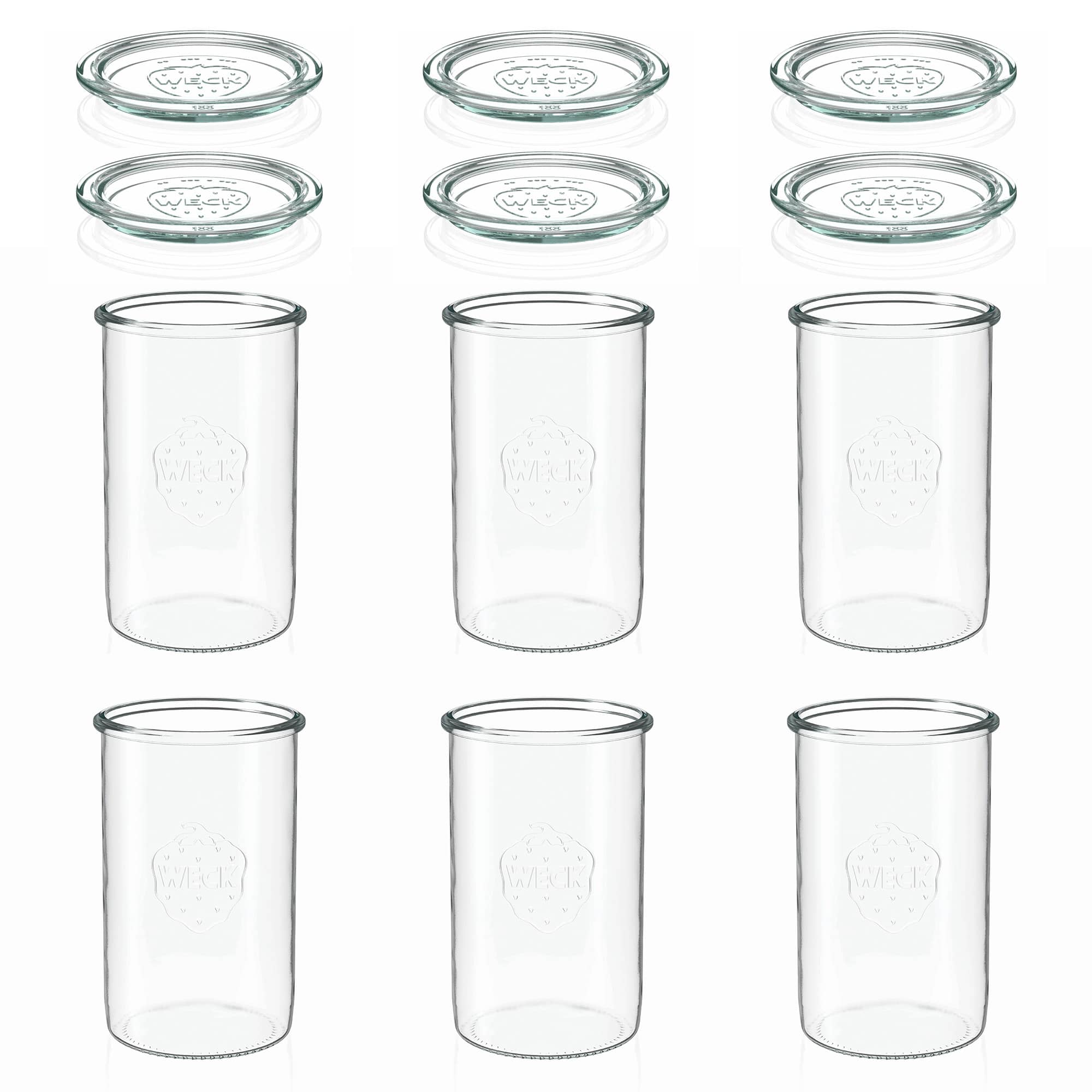 6x Κυλινδρικό βάζο WECK 1000 ml με γυάλινο καπάκι RR 100