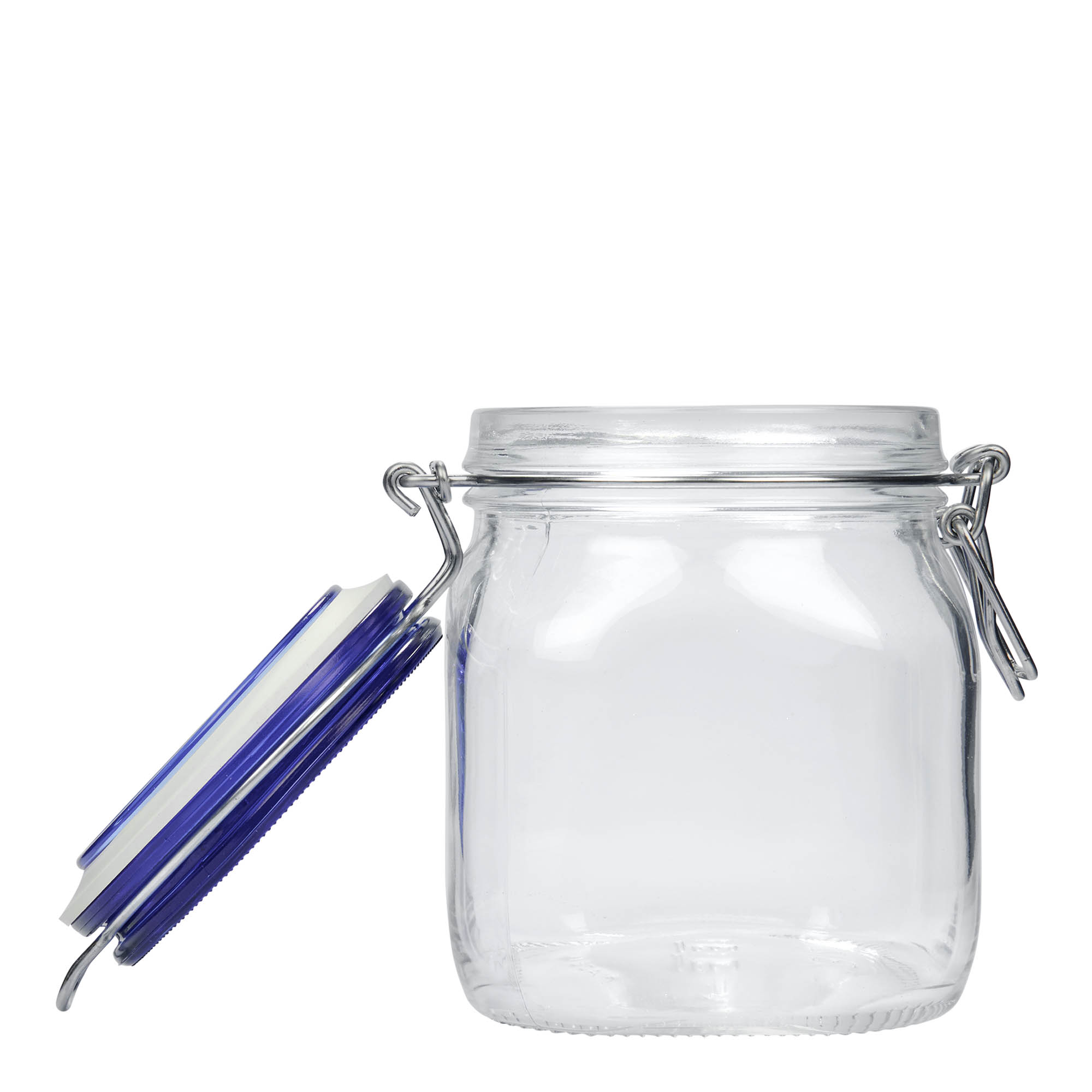 Βάζο με καπάκι με κλιπ 'Fido' Blue Top 750 ml, τετράγωνο, στόμιο: καπάκι με κλιπ Βάζο με καπάκι με κλιπ 'Fido' Blue Top 750 ml, τετράγωνο, στόμιο: καπάκι με κλιπ