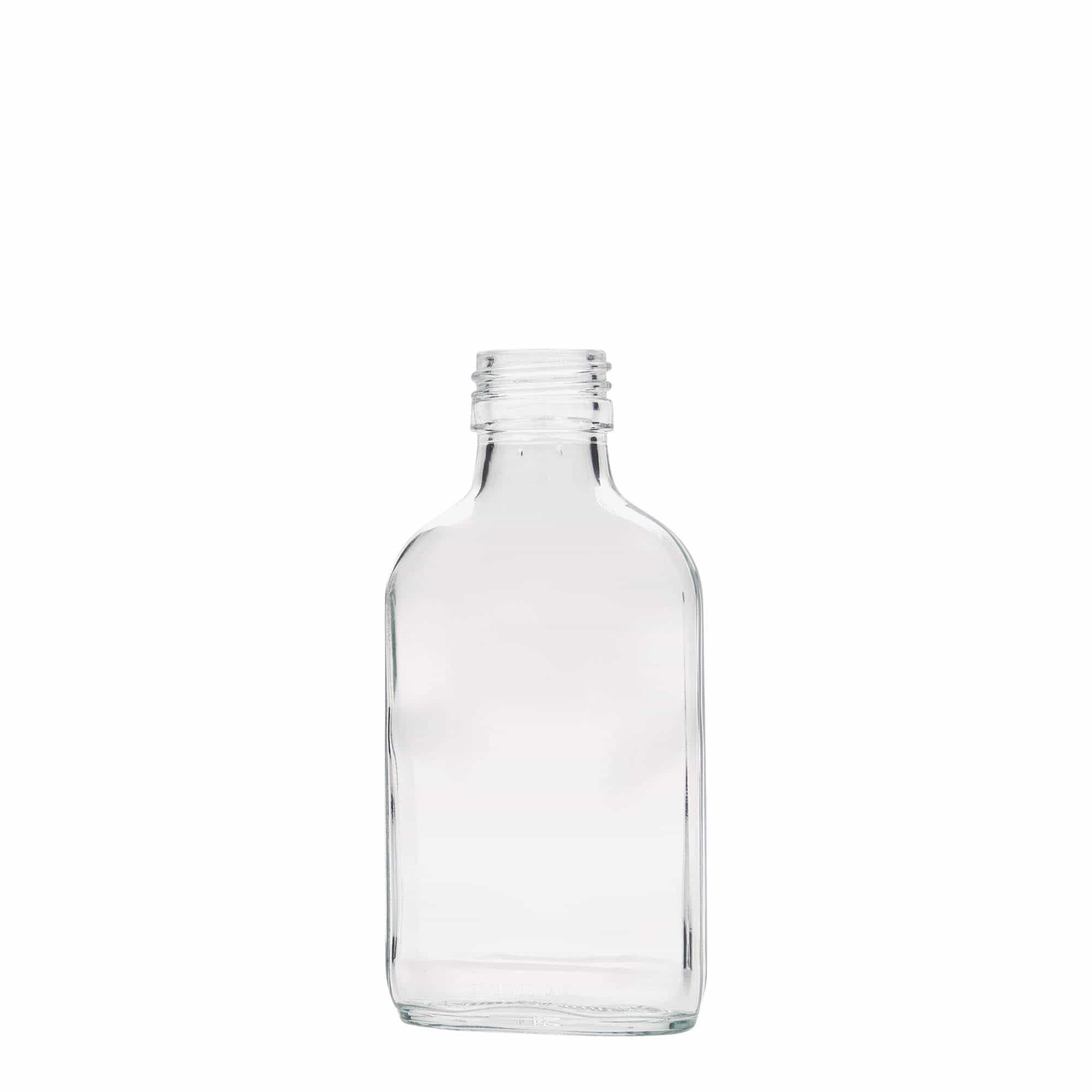 Φλασκί τσέπης 100 ml, ορθογώνιο, γυάλινο, στόμιο: PP 28