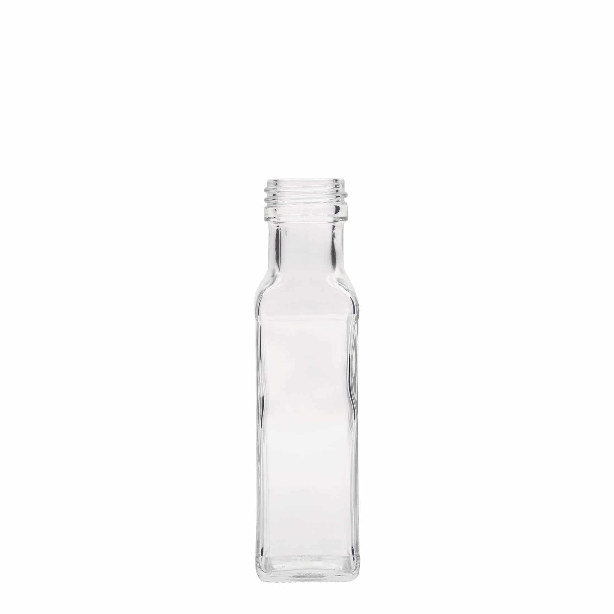 Γυάλινο μπουκάλι 'Marasca' 100 ml, τετράγωνο, στόμιο: PP 31,5 Γυάλινο μπουκάλι 'Marasca' 100 ml, τετράγωνο, στόμιο: PP 31,5
