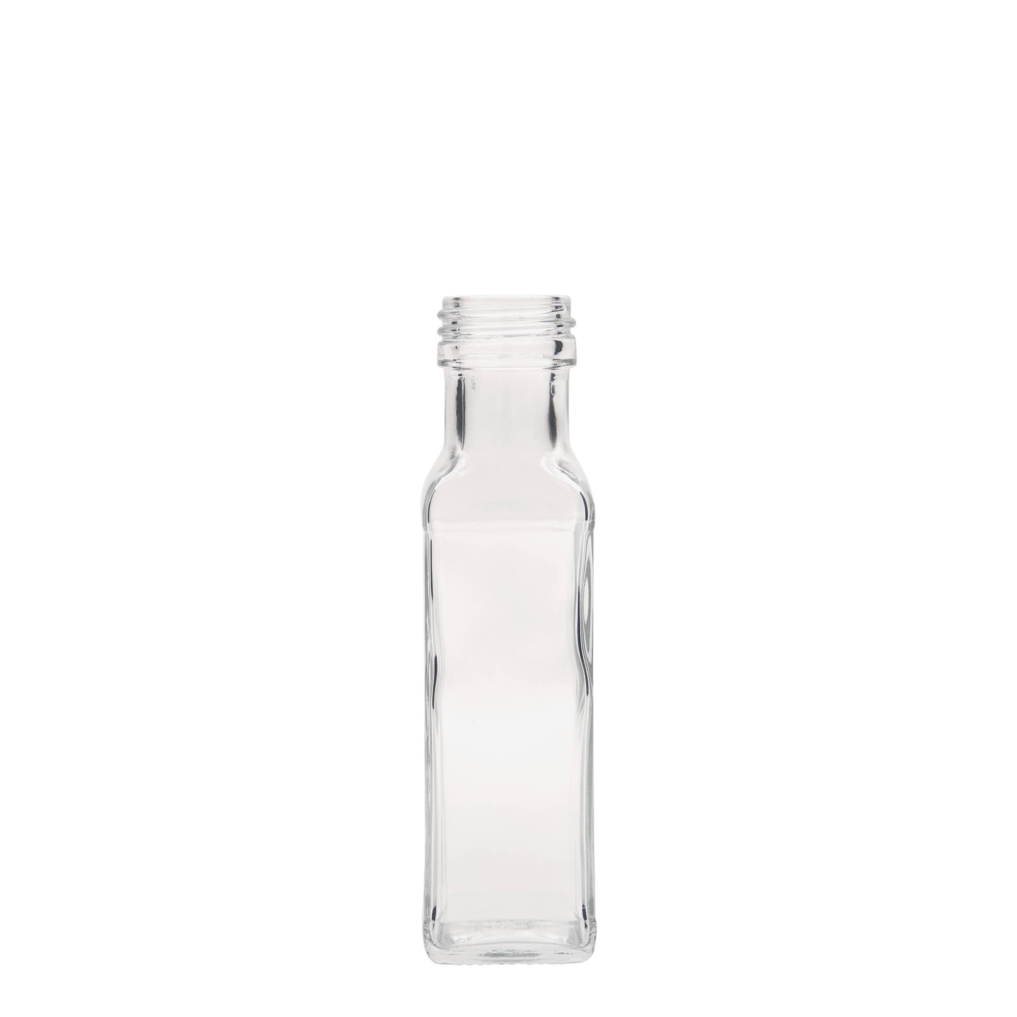 Γυάλινο μπουκάλι 'Marasca' 100 ml, τετράγωνο, στόμιο: PP 31,5 Γυάλινο μπουκάλι 'Marasca' 100 ml, τετράγωνο, στόμιο: PP 31,5