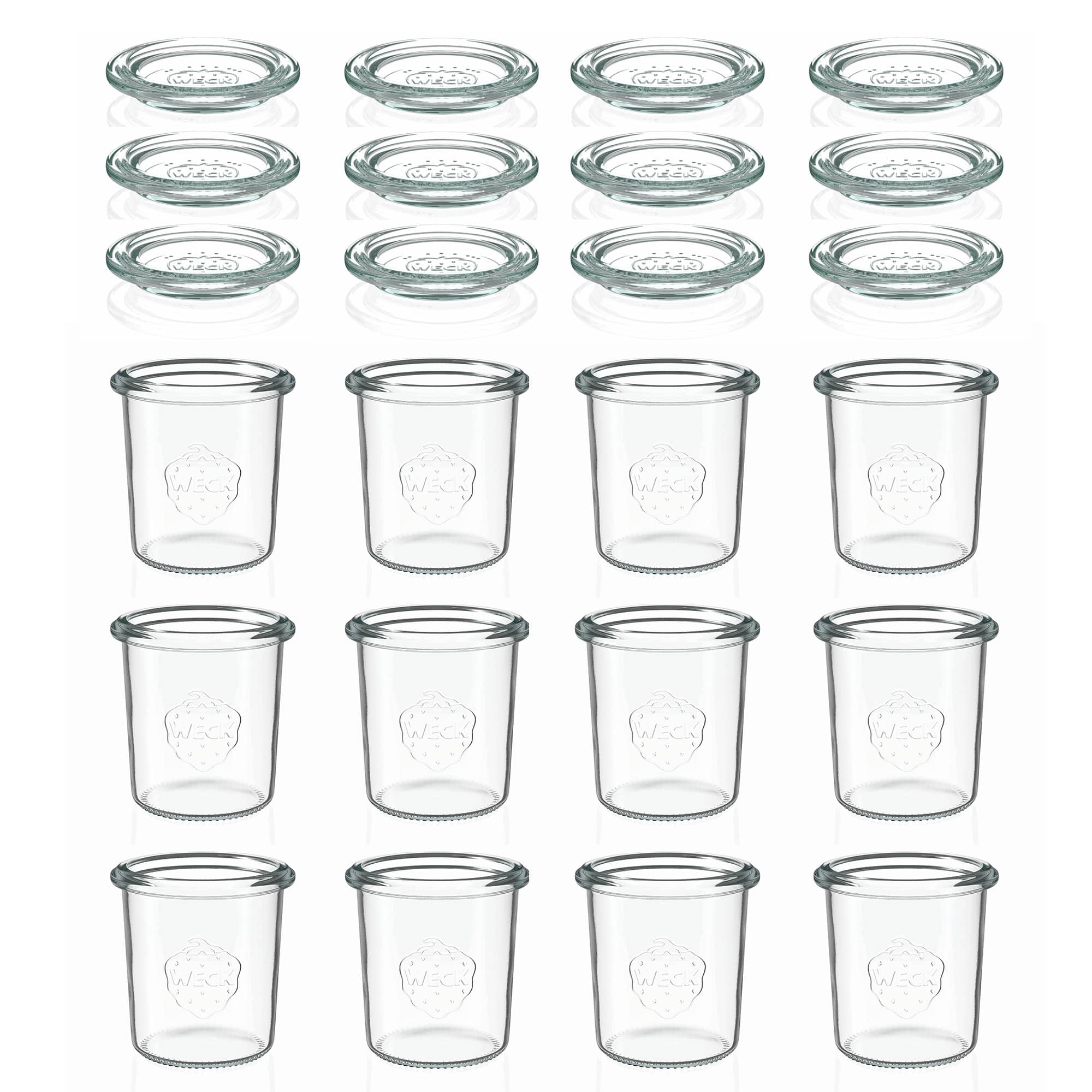 12x Κυλινδρικό βάζο WECK 160 ml με γυάλινο καπάκι RR 60