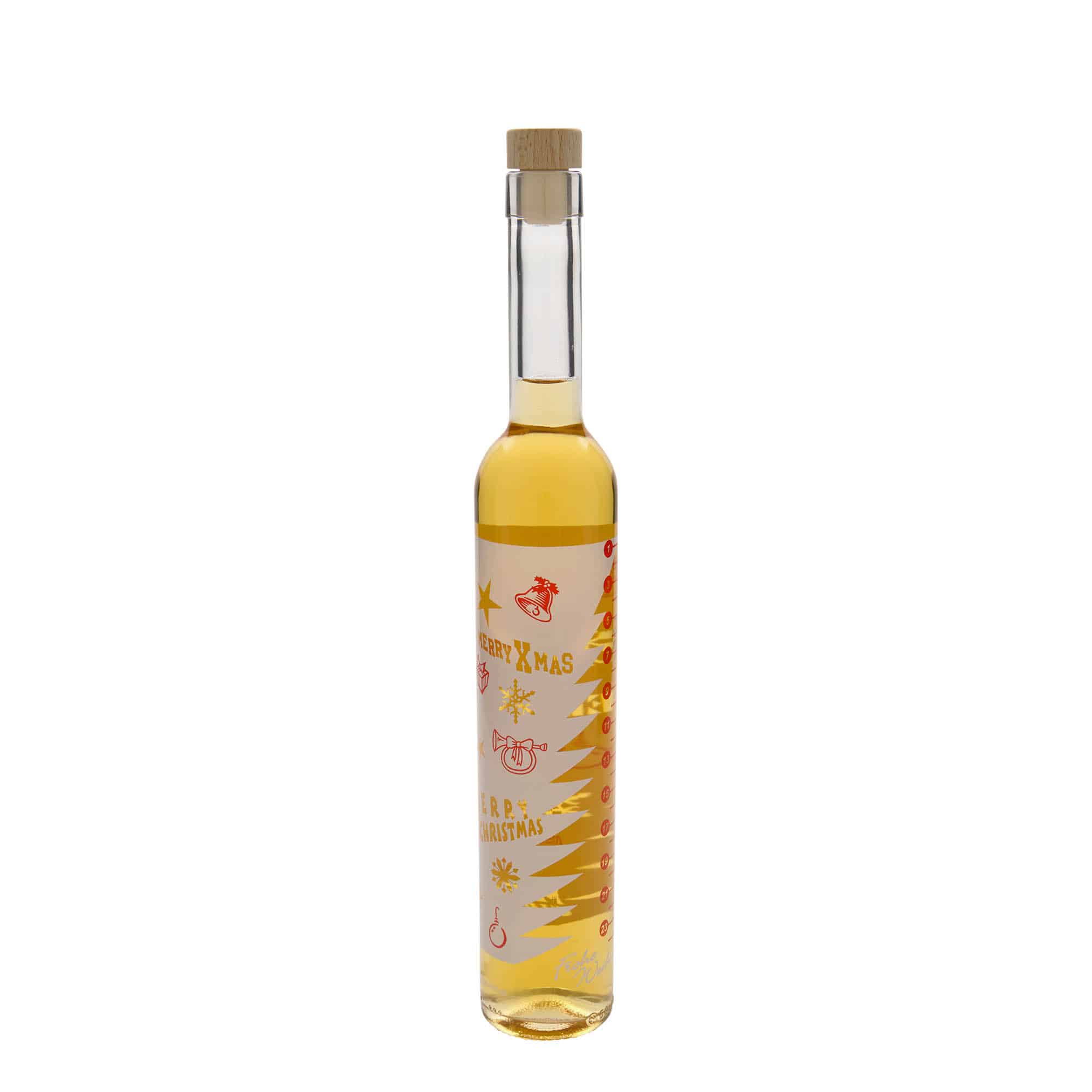 Γυάλινο μπουκάλι 'Maximo' 500 ml με εκτύπωση ημερολογίου αντίστροφης μέτρησης για τα Χριστούγεννα, στόμιο: φελλός