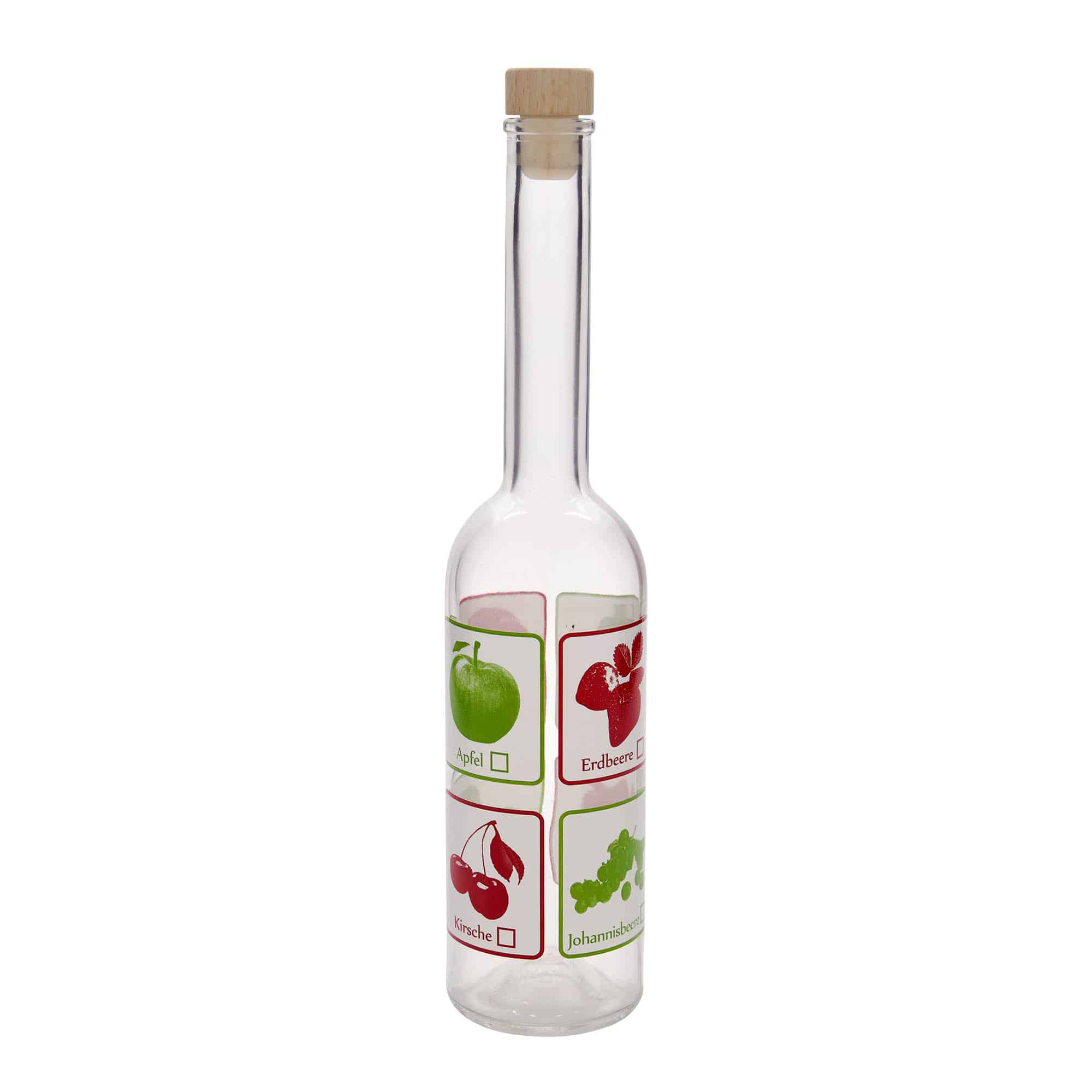 Γυάλινο μπουκάλι 'Opera' 500 ml, σχέδιο: φρούτα, στόμιο: φελλός