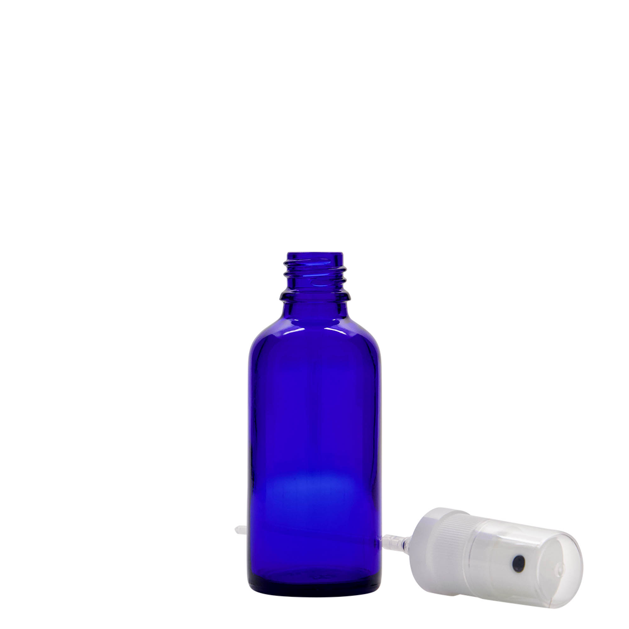 Μπουκάλι ψεκασμού φαρμάκου 50 ml, γυάλινο, μπλε ρουά, στόμιο: DIN 18