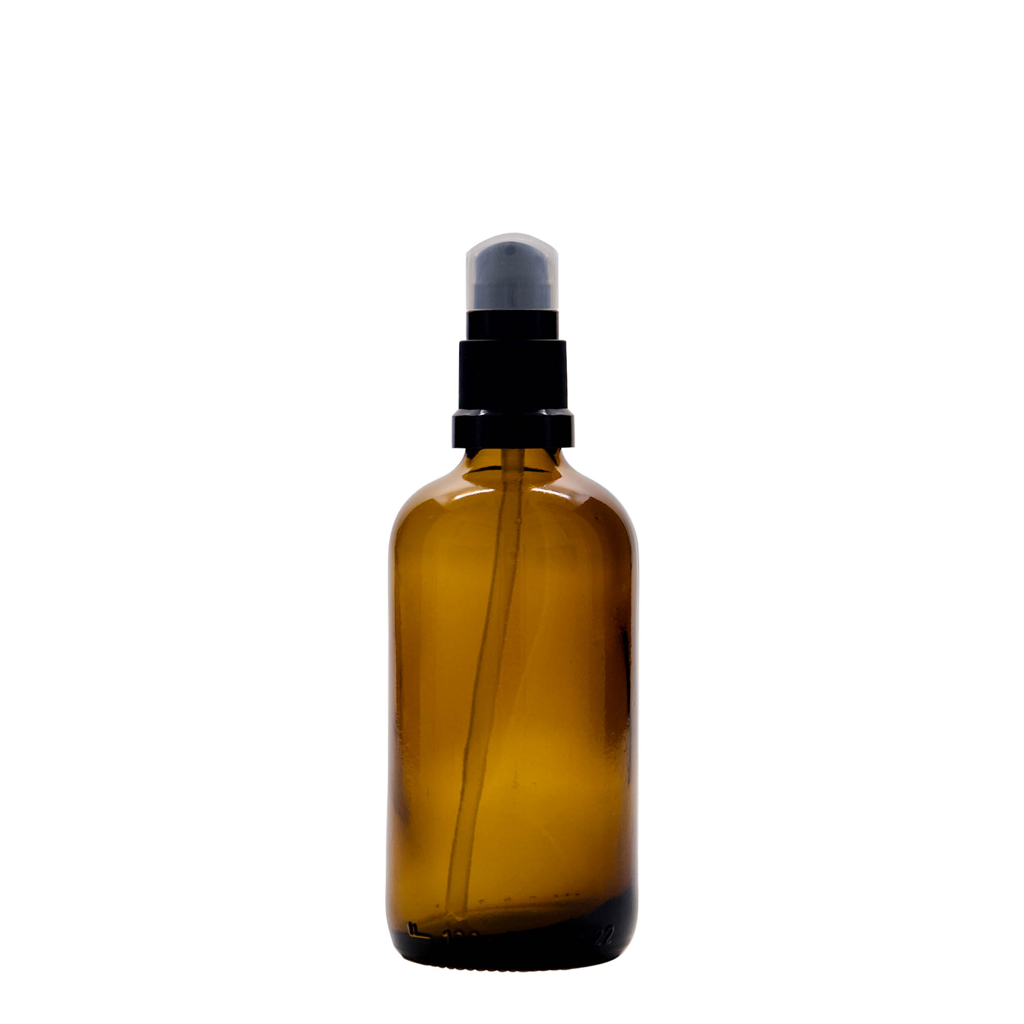 100 ml φιαλίδιο φαρμάκου με αντλία λοσιόν, γυαλί, καφέ, στόμιο: DIN 18