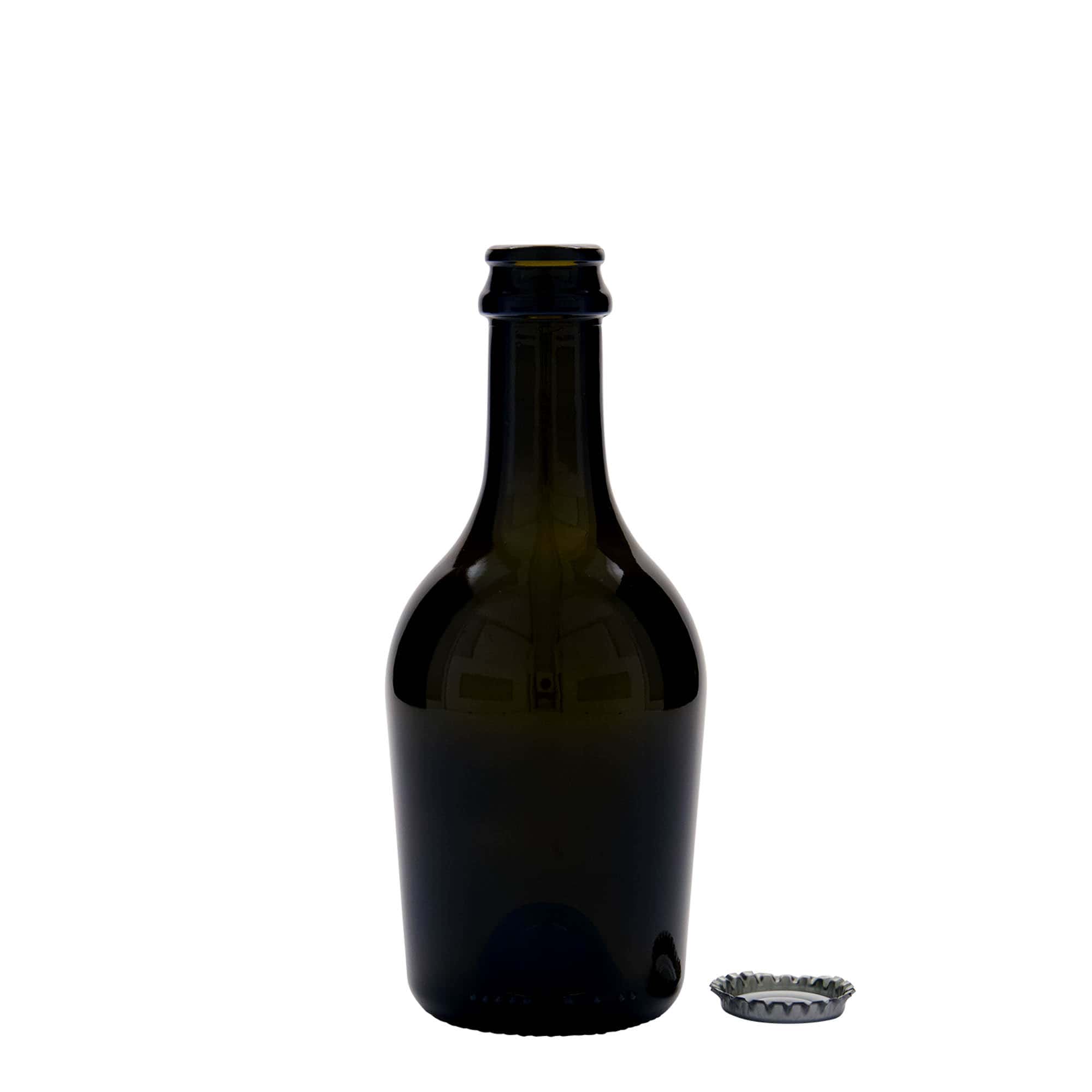 330 ml μπουκάλι μπύρας/σαμπάνιας 'Butterfly', γυαλί, παλαιωμένο πράσινο, στόμιο: καπάκι crown cork