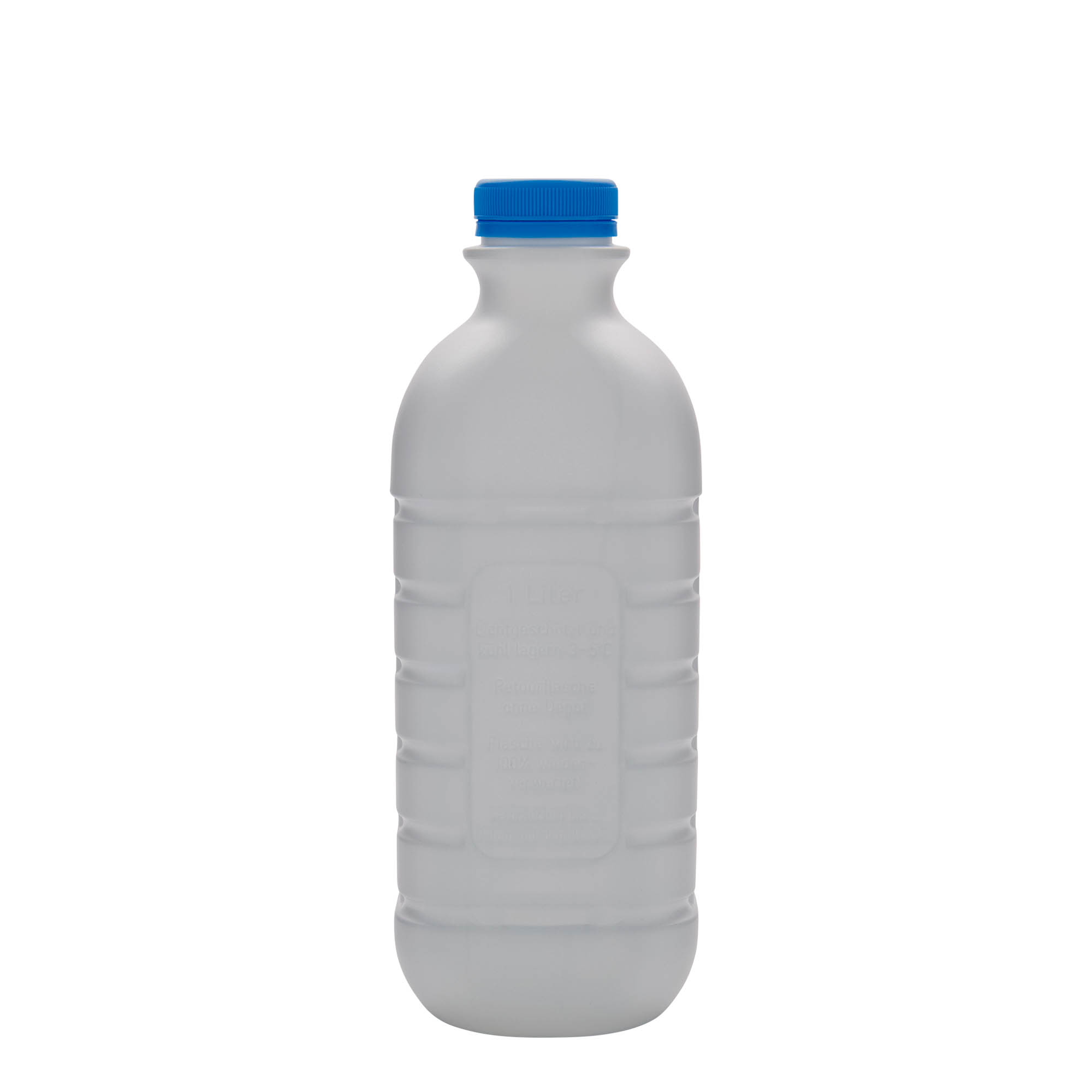 1.000 ml μπουκάλι γάλακτος, ορθογώνιο, πλαστικό HDPE, λευκό, στόμιο: PEHD40