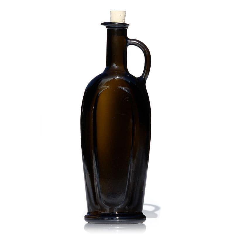 Γυάλινο μπουκάλι 'Eleganta' 500 ml, οβάλ, πράσινο αντικέ, στόμιο: φελλός