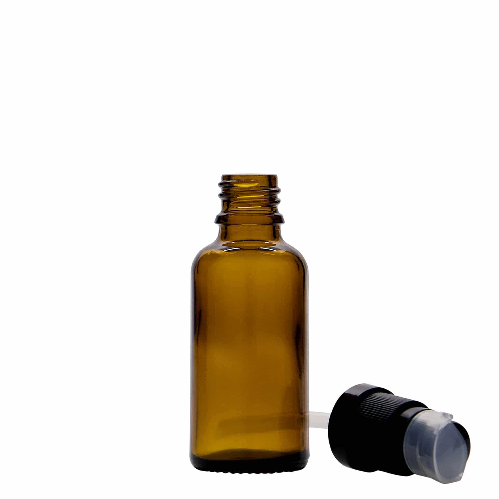 Μπουκάλι φαρμάκου με αντλία λοσιόν 30 ml, γυάλινο, καφέ, στόμιο: DIN 18