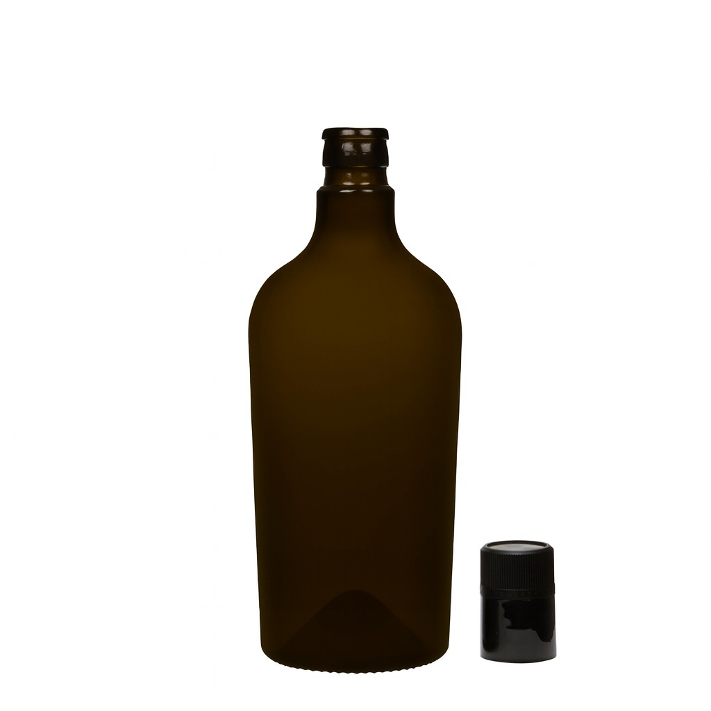 750 ml μπουκάλι ξυδιού/λαδιού 'Oleum', γυαλί, παλαιωμένο πράσινο, στόμιο: DOP