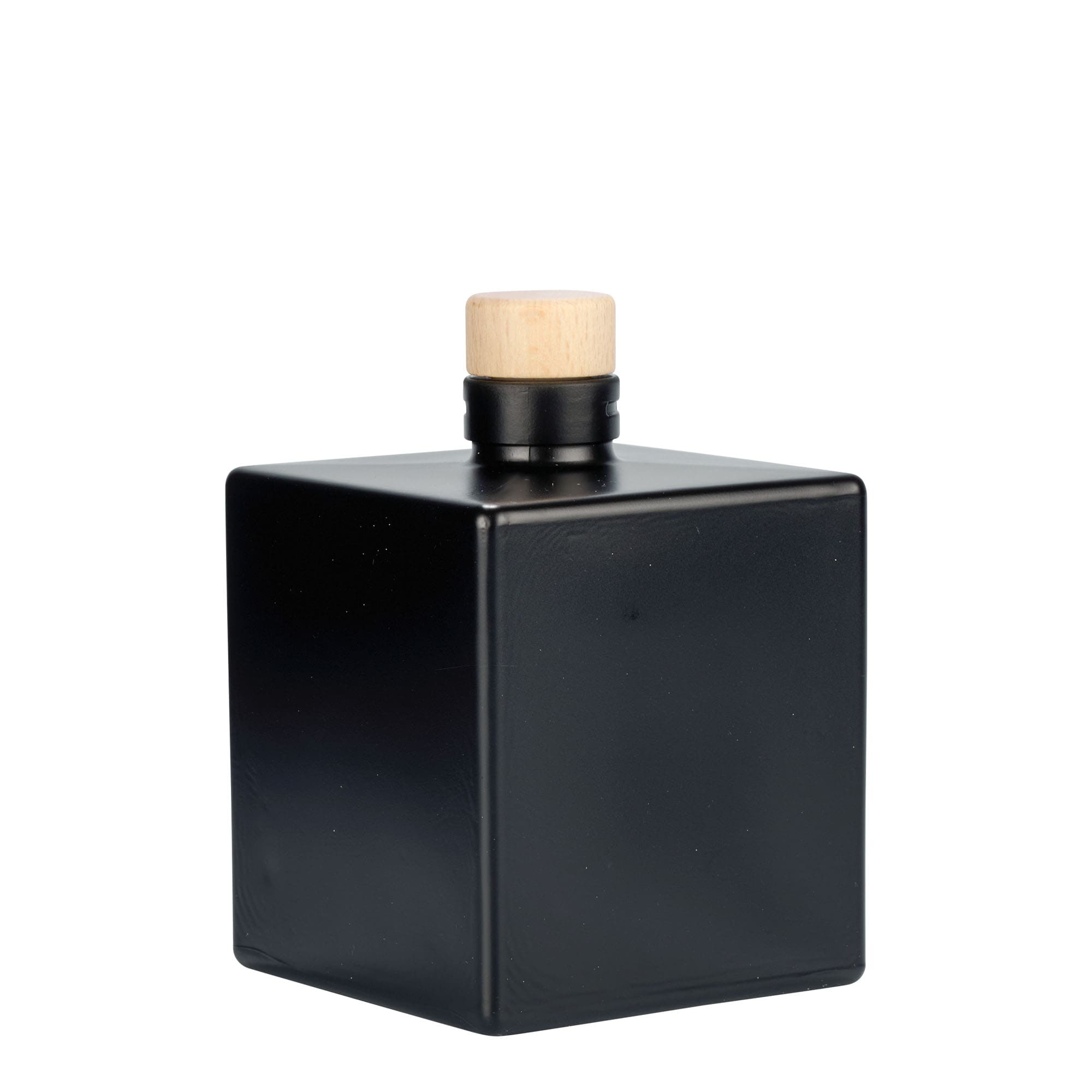 Γυάλινο μπουκάλι 'Cube' 500 ml, τετράγωνο, μαύρο, στόμιο: φελλός