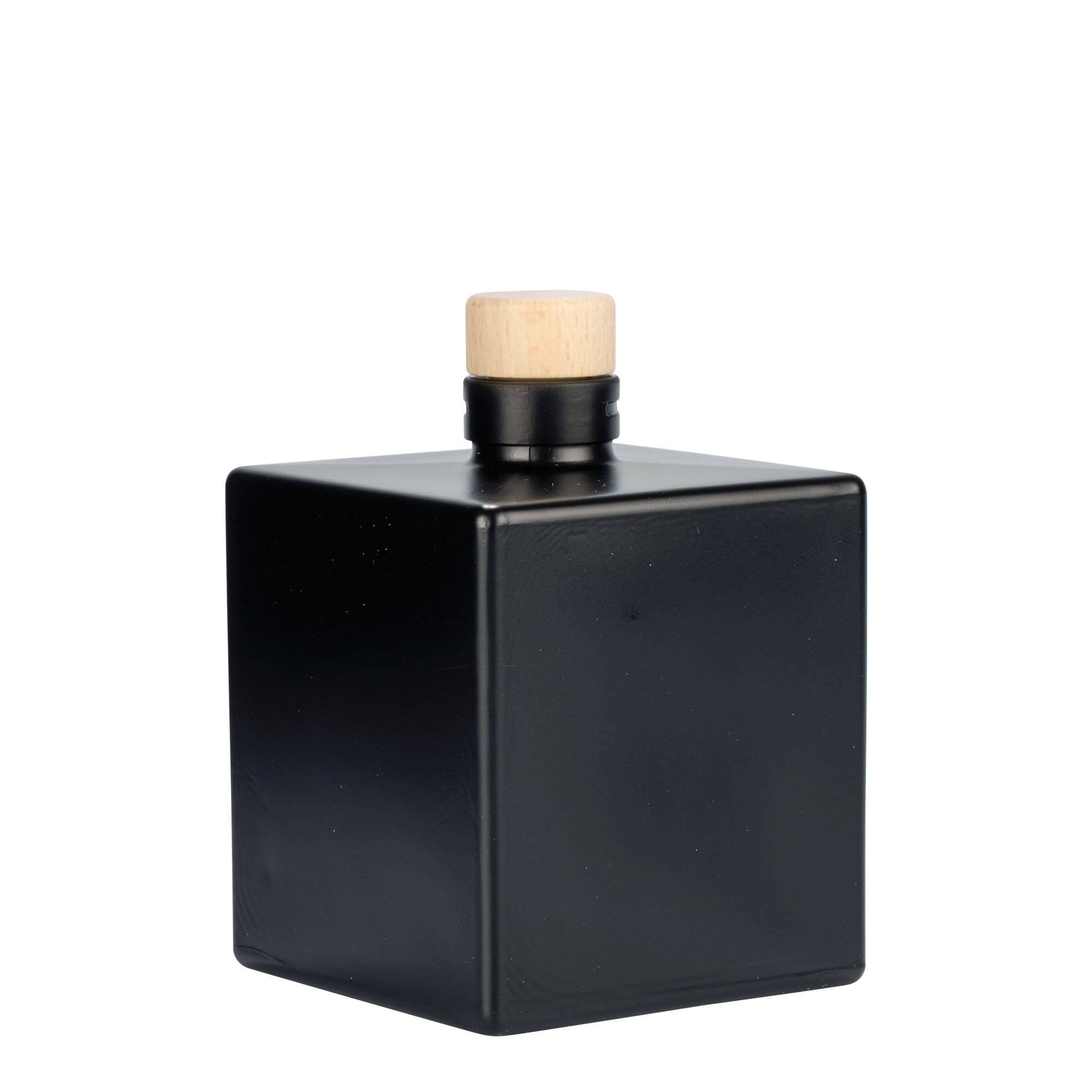 Γυάλινο μπουκάλι 'Cube' 500 ml, τετράγωνο, μαύρο, στόμιο: φελλός