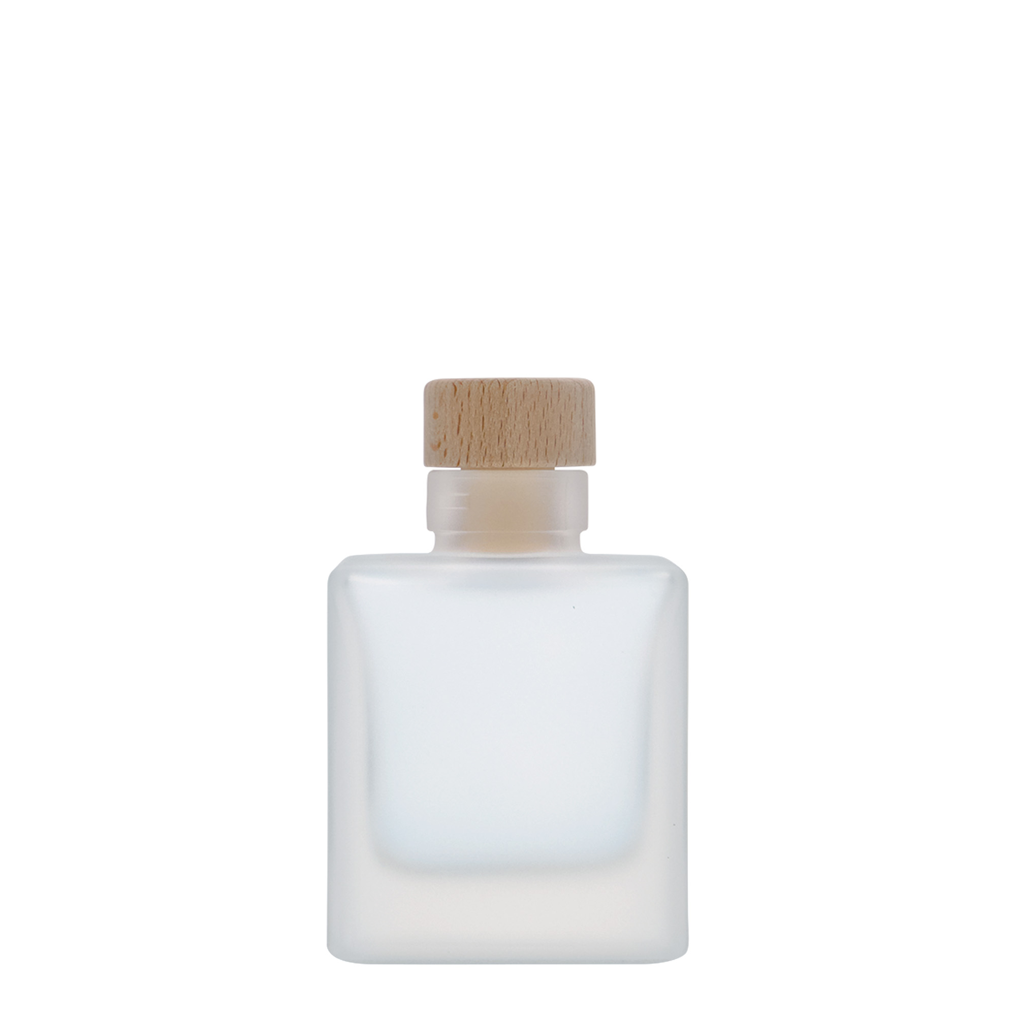 Γυάλινο μπουκάλι 'Cube' 100 ml, τετράγωνο, εφέ του πάγου, στόμιο: φελλός