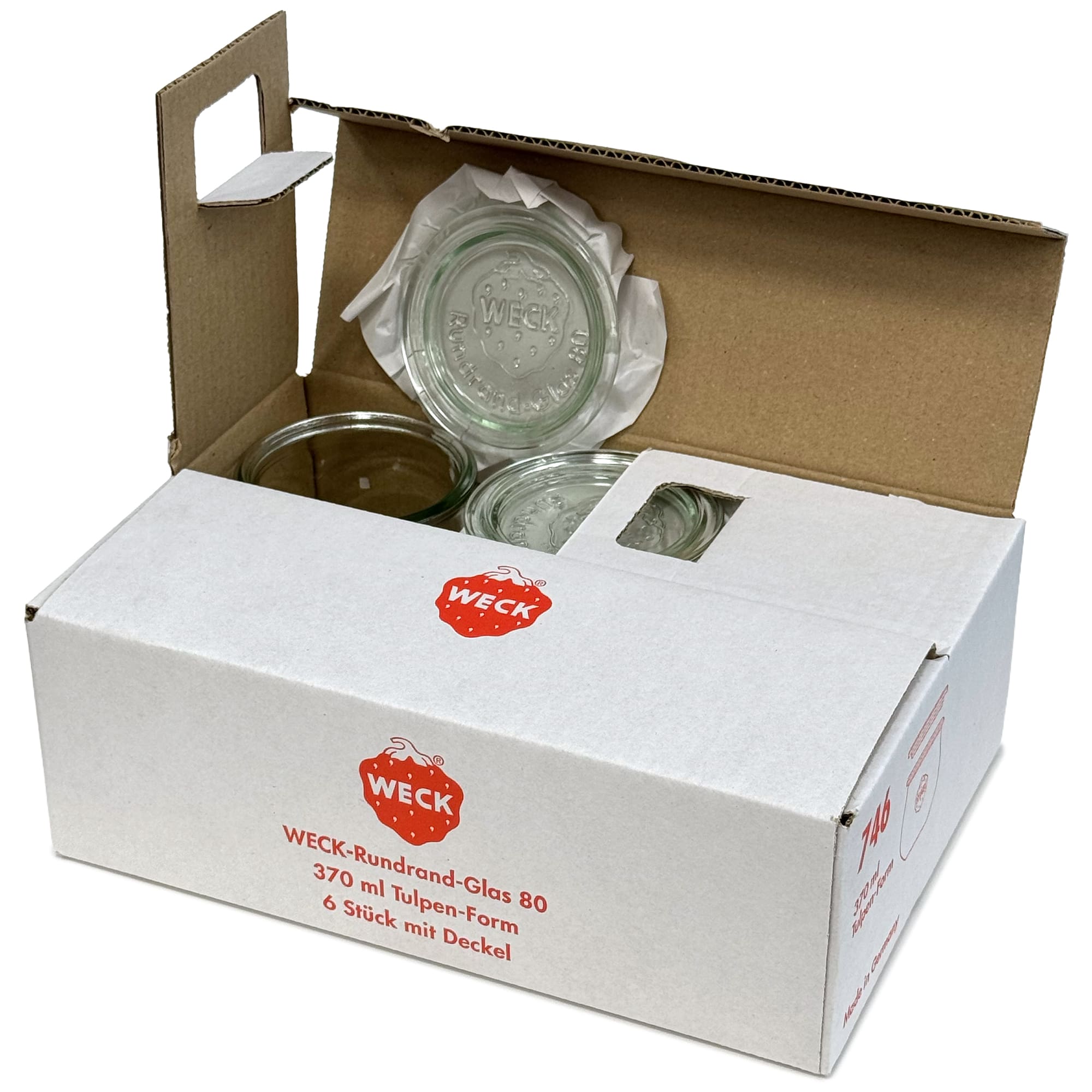 6x Βάζο-τουλίπα WECK 370 ml με γυάλινο καπάκι RR 80