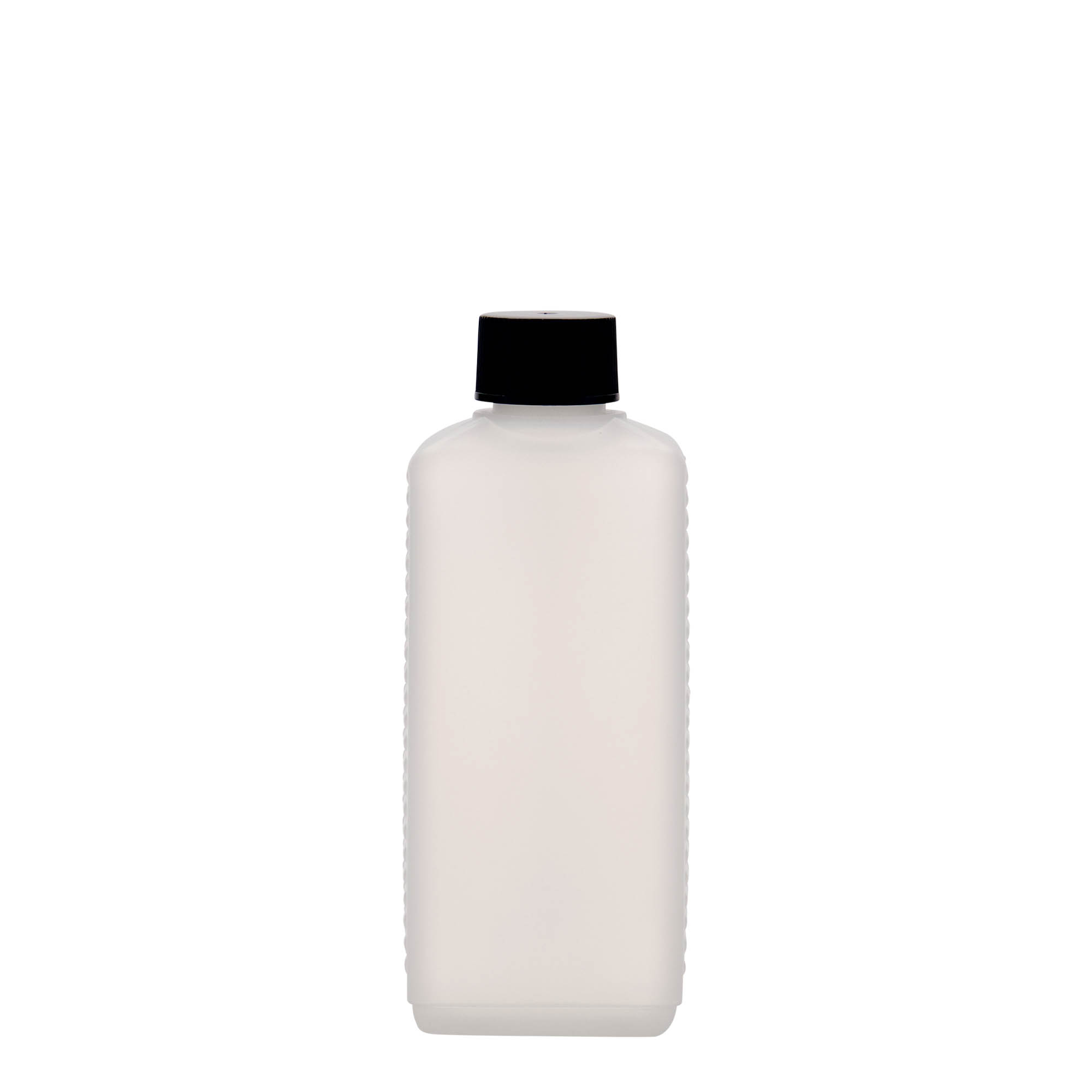 Ορθογώνιο μπουκάλι 250 ml, πλαστικό HDPE, φυσικό χρώμα, στόμιο: DIN 25 EPE