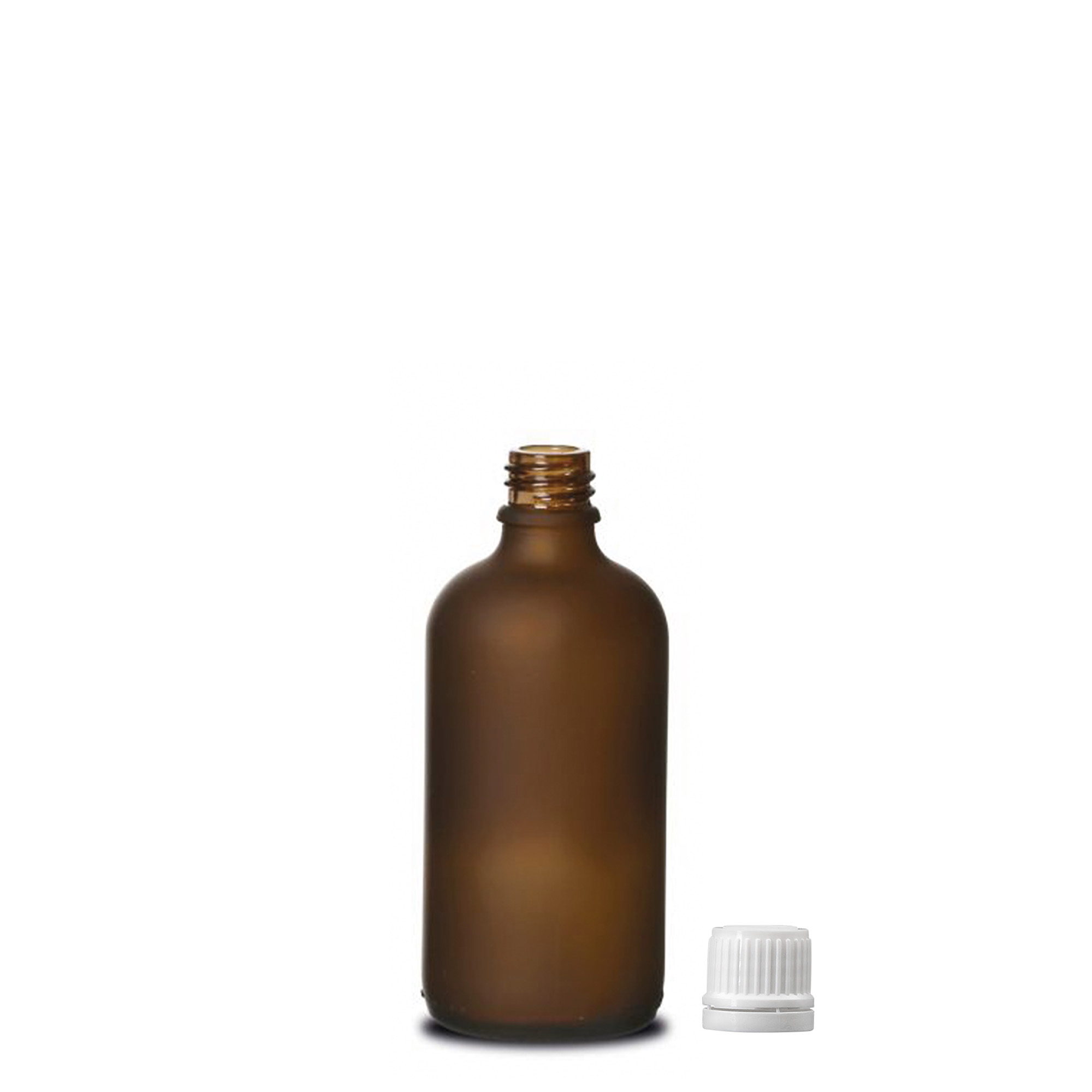 100 ml Medizinflasche, Glas, braun gefrostet, Mündung: DIN 18