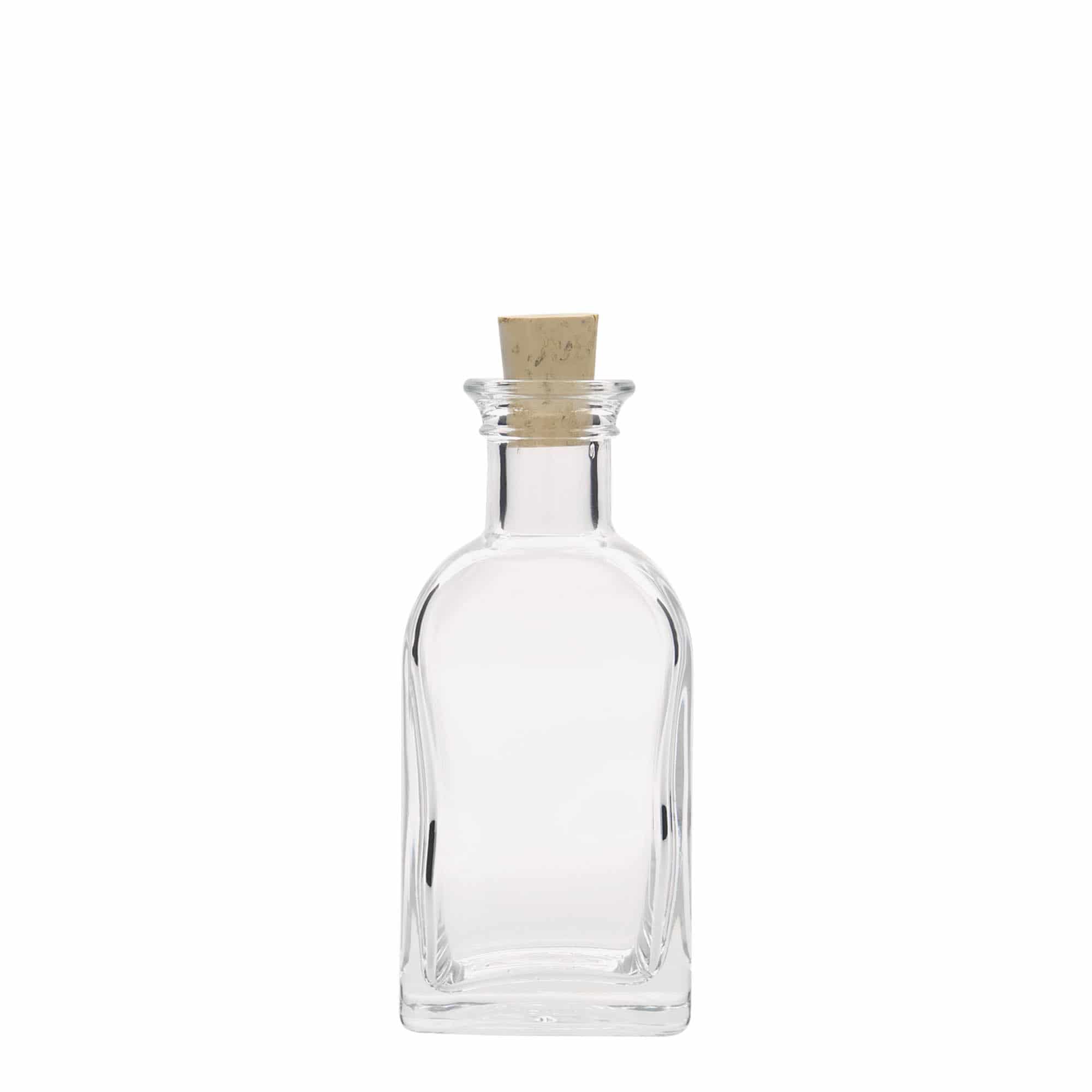 Γυάλινο μπουκάλι φαρμακείου 'Carré' 100 ml, τετράγωνο, στόμιο: φελλός