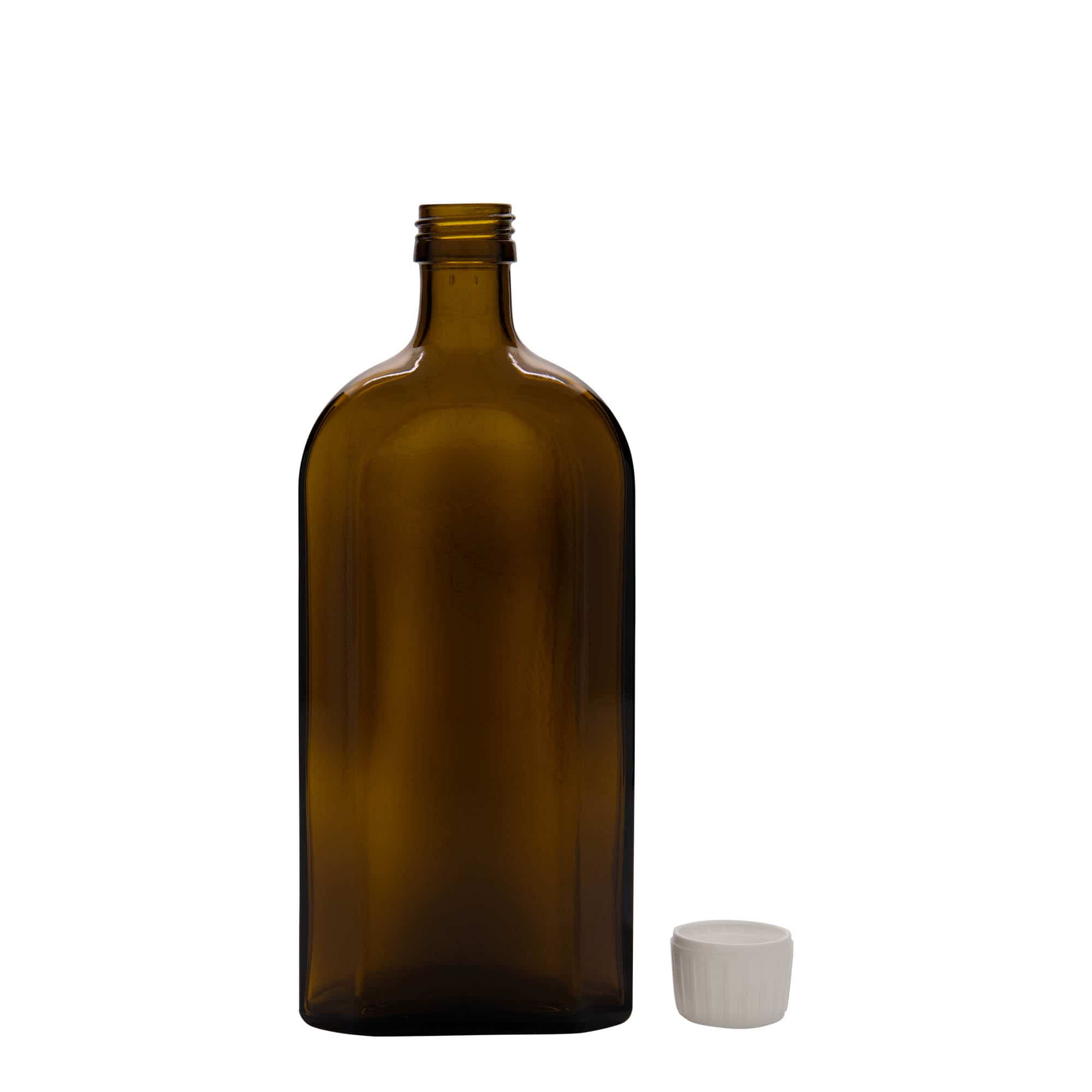 Μπουκάλι φαρμάκου 'Meplat' 500 ml, οβάλ, γυάλινο, καφέ, στόμιο: PP 28