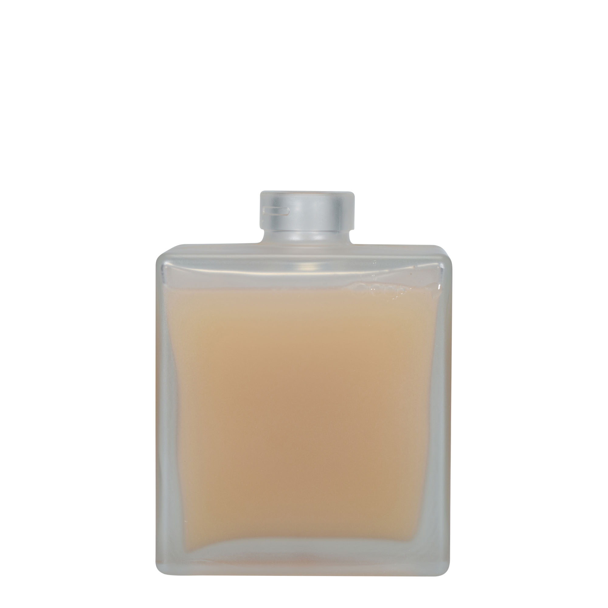 500 ml Glasflasche 'Cube', quadratisch, geeist, Mündung: Kork