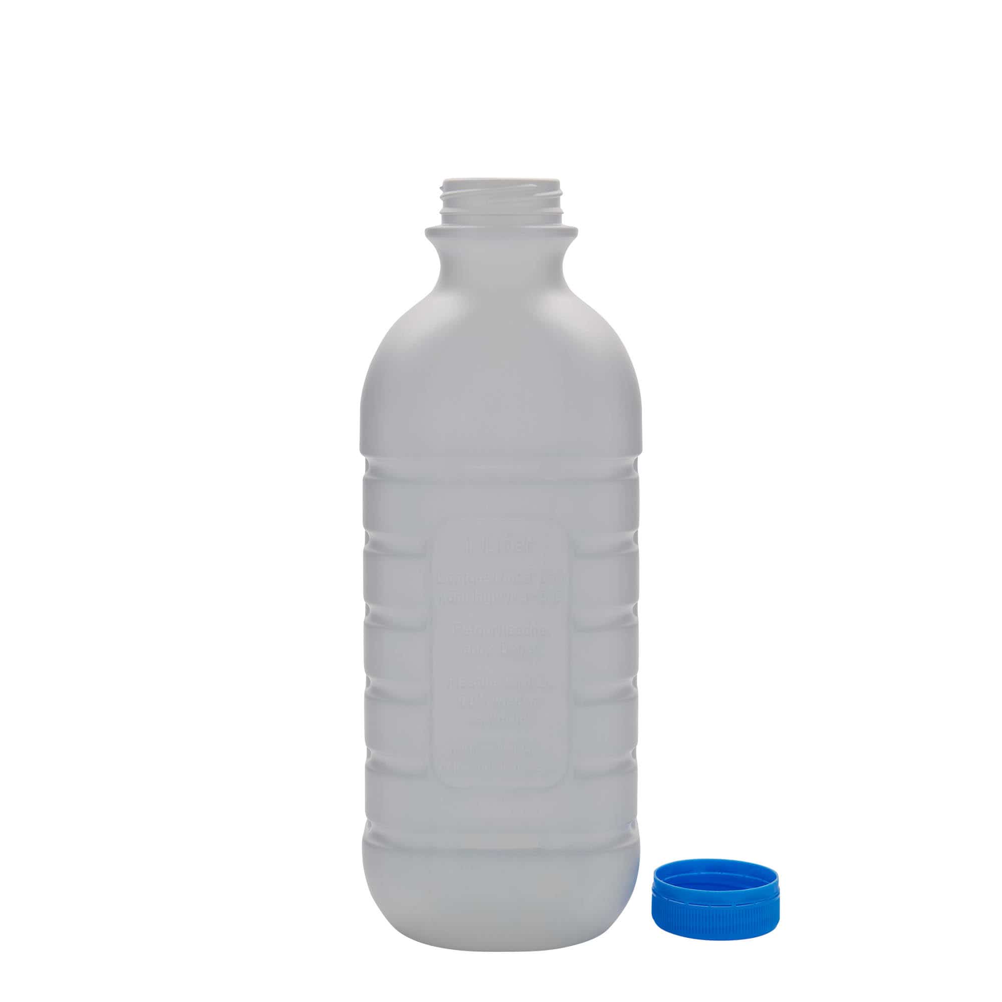 Μπουκάλι για γάλα 1.000 ml, ορθογώνιο, πλαστικό HDPE, λευκό, στόμιο: PEHD40