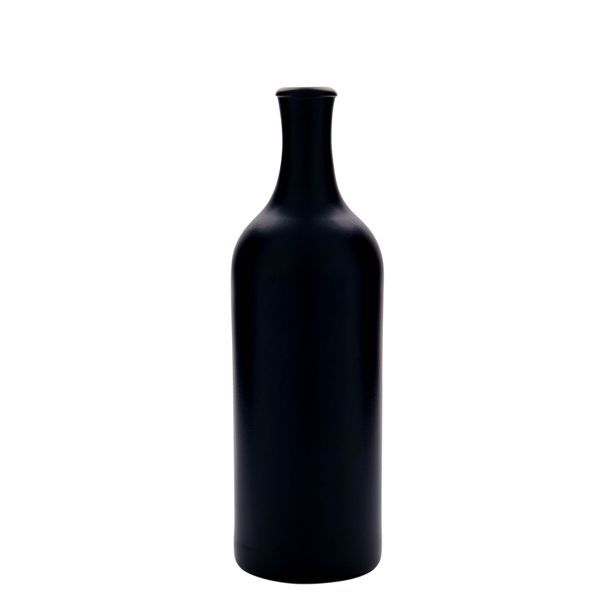 Κεραμικό μπουκάλι με μακρύ λαιμό 750 ml, κεραμικό, μαύρο, στόμιο: φελλός