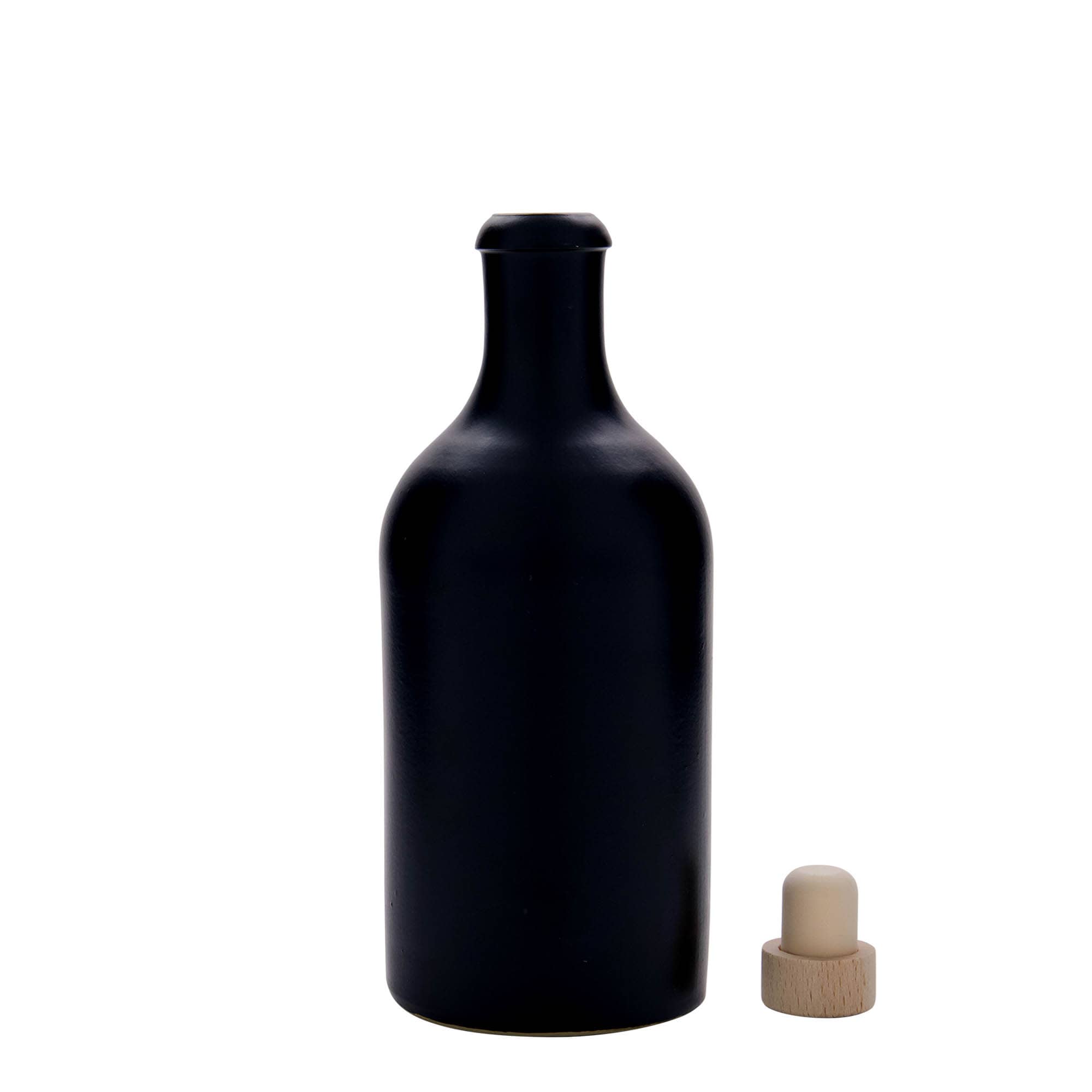 Κεραμικό μπουκάλι 500 ml, κεραμικό, μαύρο, στόμιο: φελλός