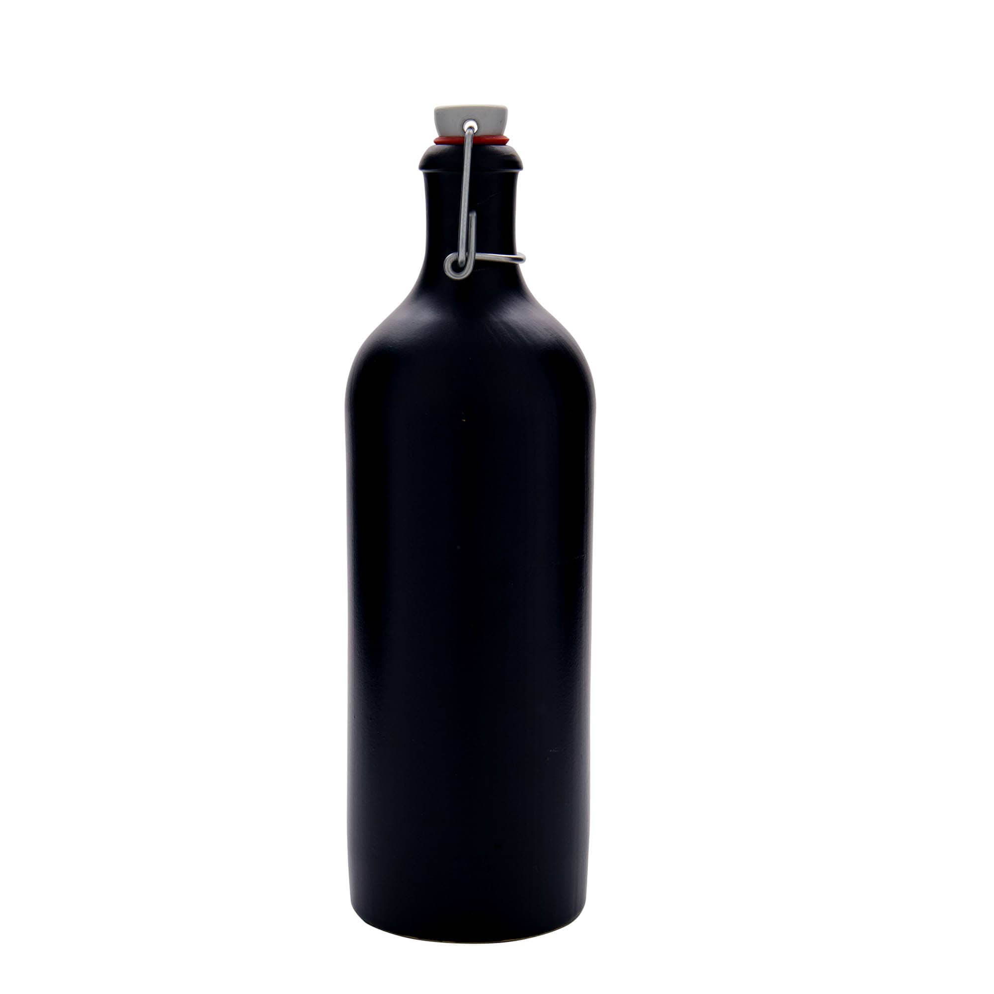 750 ml πιθάρι από πήλινο υλικό, μαύρο, στόμιο: κλείσιμο με μεταλλικό μπρούτζινο κλιπ