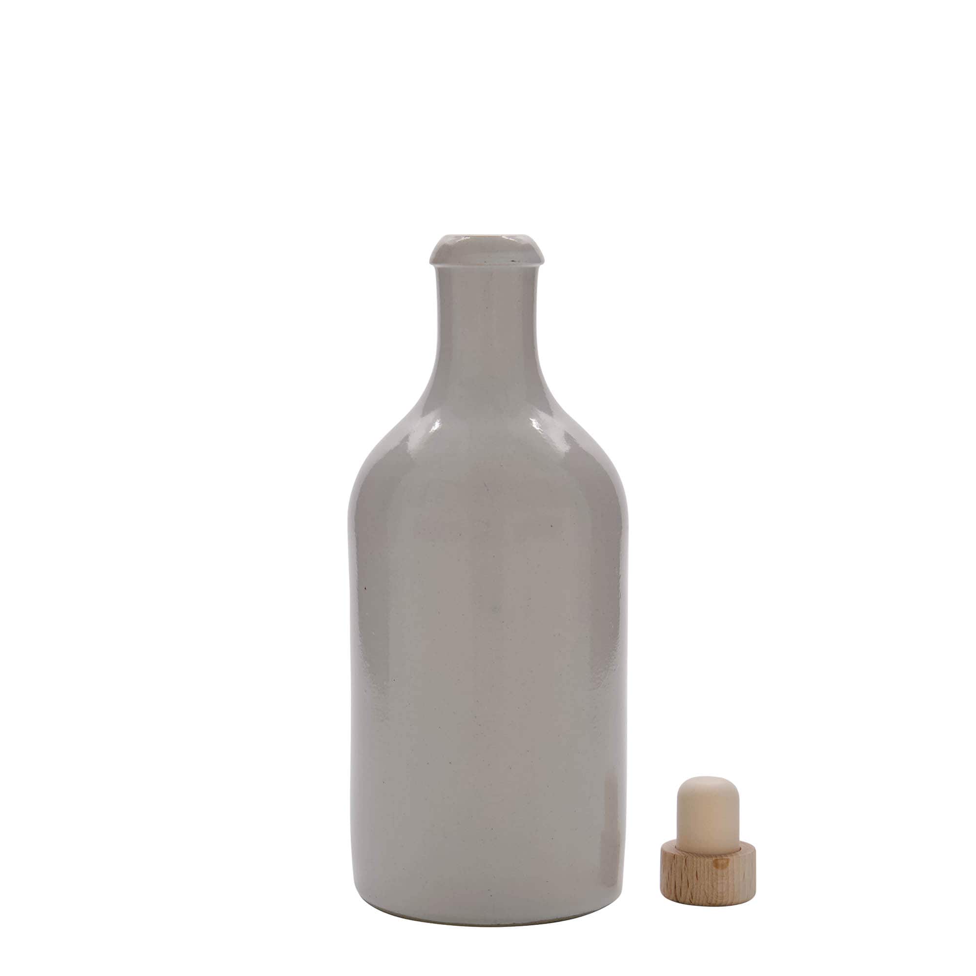 500 ml πιθάρι από πηλό, κεραμικό, λευκό, στόμιο: φελλός