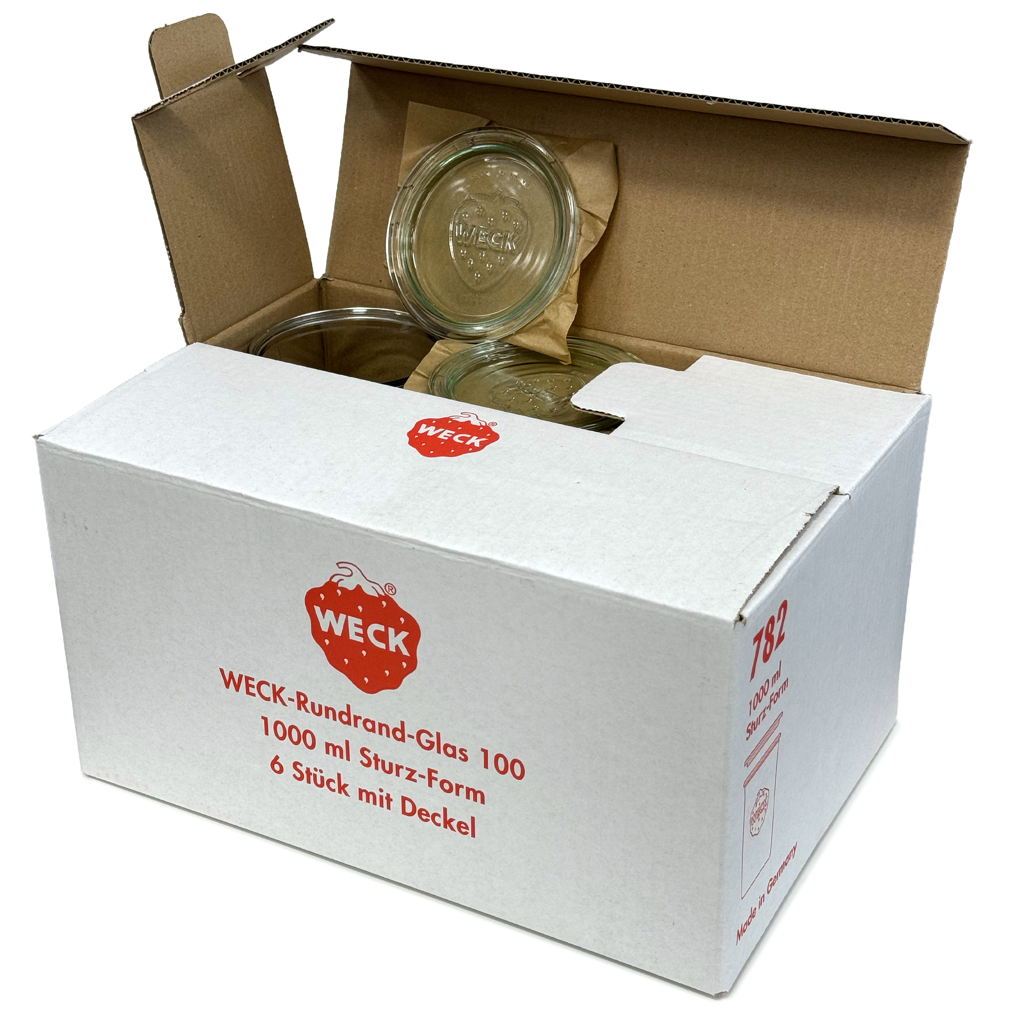 6x Κυλινδρικό βάζο WECK 1000 ml με γυάλινο καπάκι RR 100