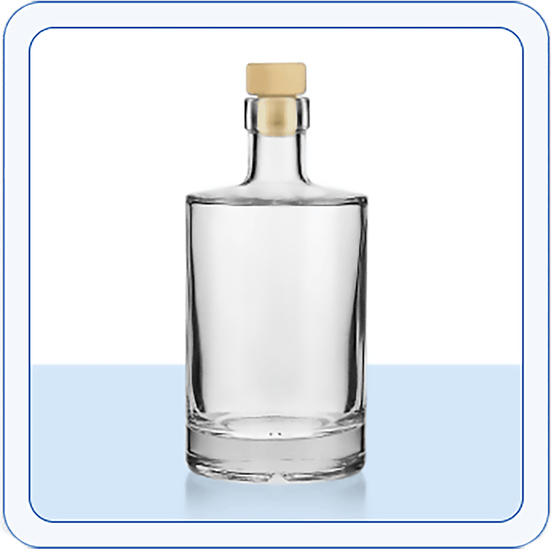 Ένα γυάλινο μπουκάλι από φελλό με όγκο 500 ml σε λευκό φόντο