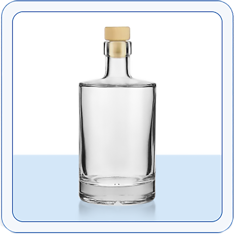 Ένα γυάλινο μπουκάλι από φελλό με όγκο 500 ml σε λευκό φόντο
