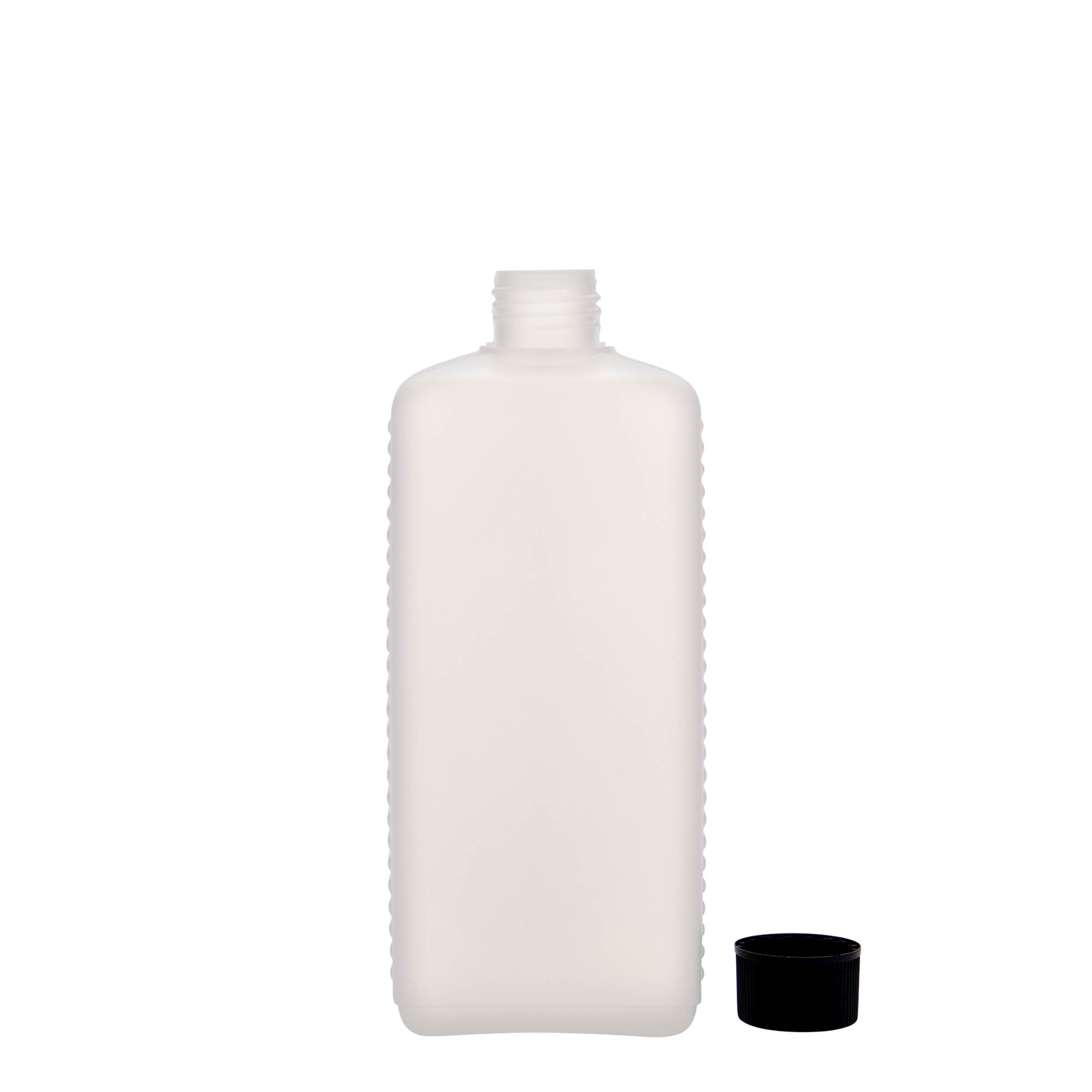 Ορθογώνιο μπουκάλι 500 ml, πλαστικό HDPE, φυσικό χρώμα, στόμιο: DIN 25 EPE