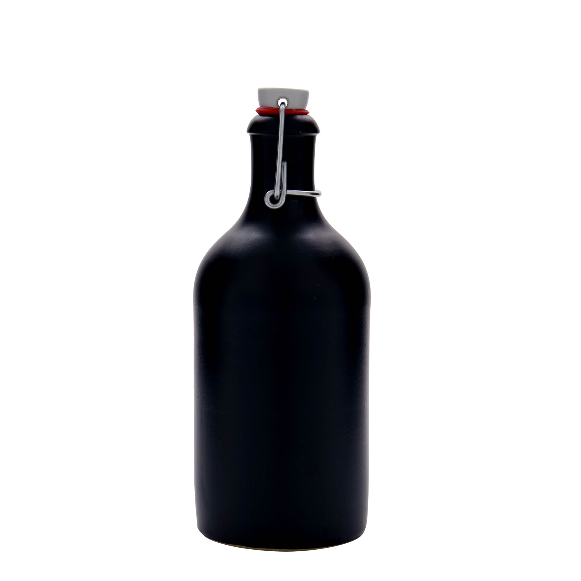 Κεραμικό μπουκάλι 500 ml, κεραμικό, μαύρο, στόμιο: φελλός
