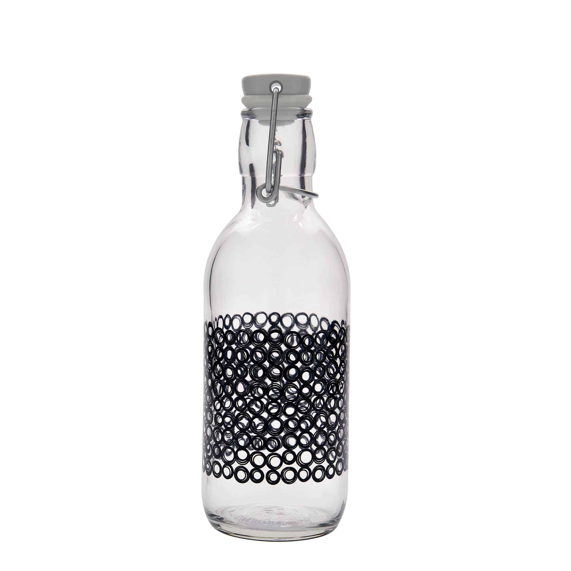 Γυάλινο μπουκάλι 'Emilia' 500 ml, σχέδιο: Circola nero, στόμιο: μηχανικό πώμα