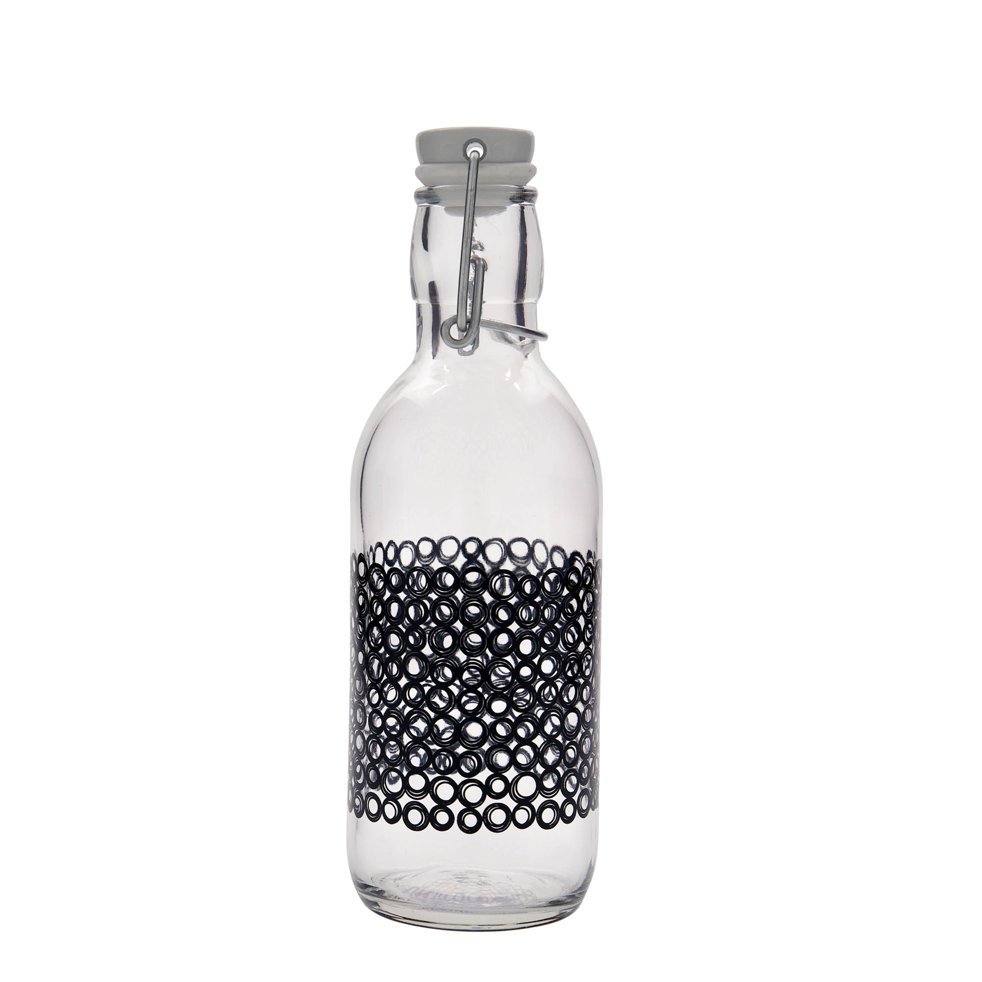 Γυάλινο μπουκάλι 'Emilia' 500 ml, σχέδιο: Circola nero, στόμιο: μηχανικό πώμα