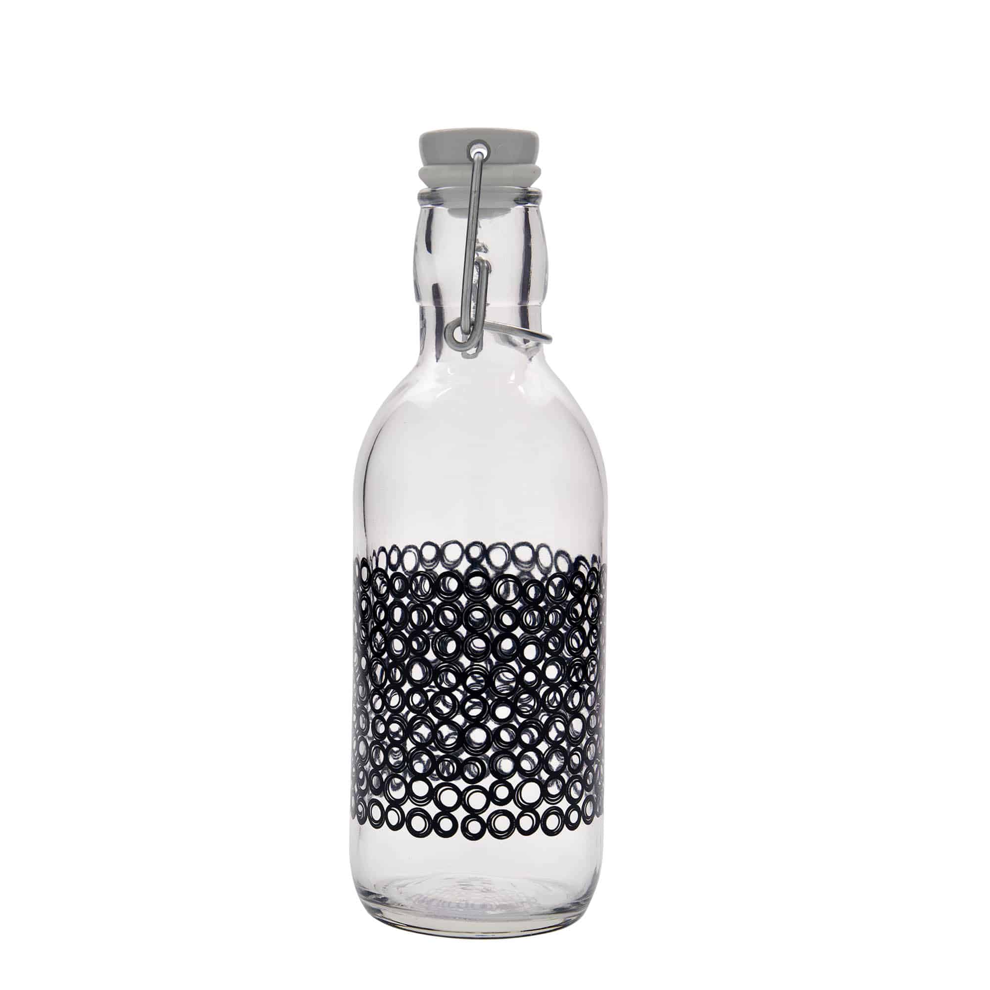 500 ml γυάλινο μπουκάλι 'Emilia', σχέδιο: Circola nero, στόμιο: κλείσιμο με μηχανισμό αρπάγης
