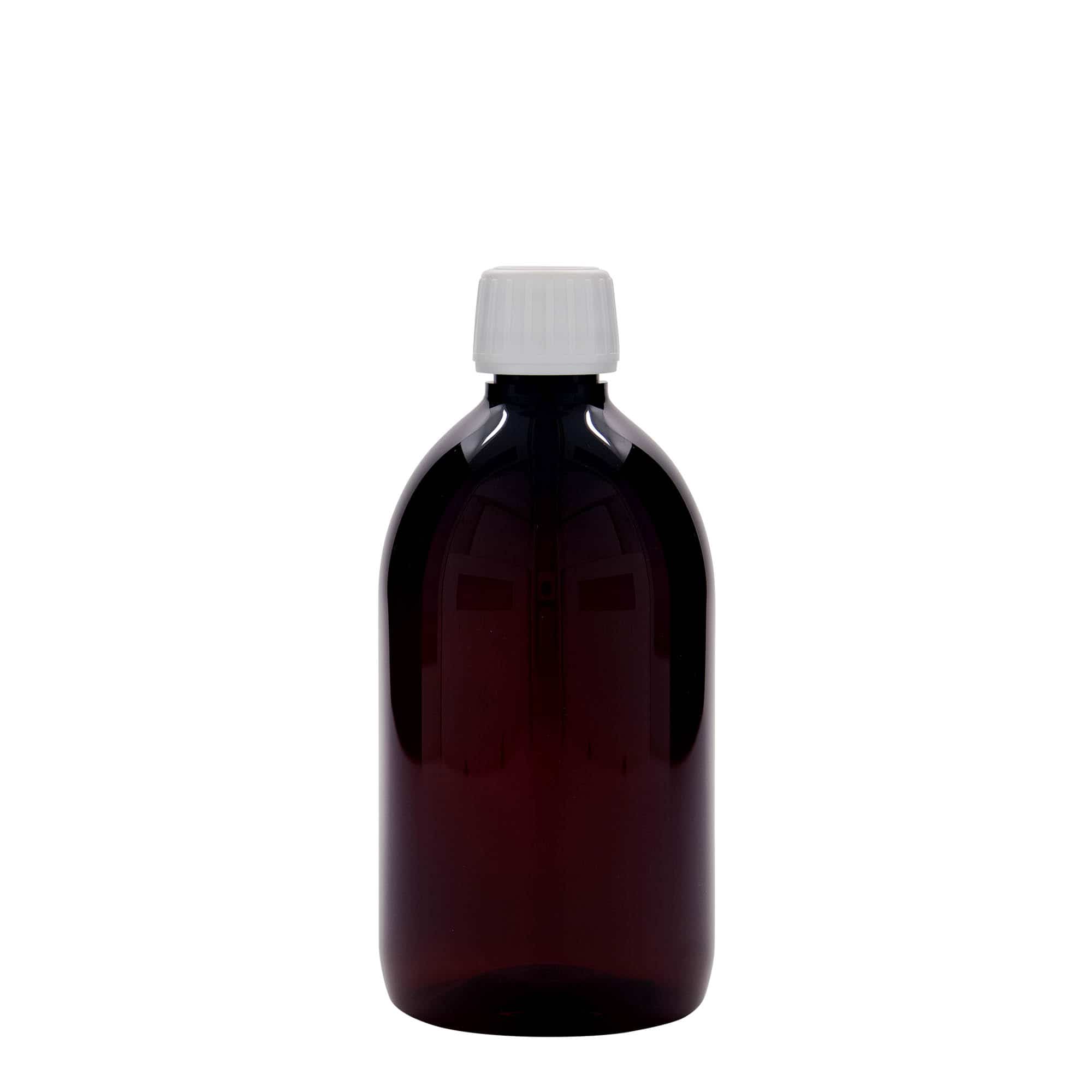 Μπουκάλι φαρμάκου PET 500 ml, καφέ, πλαστικό, στόμιο: PP 28